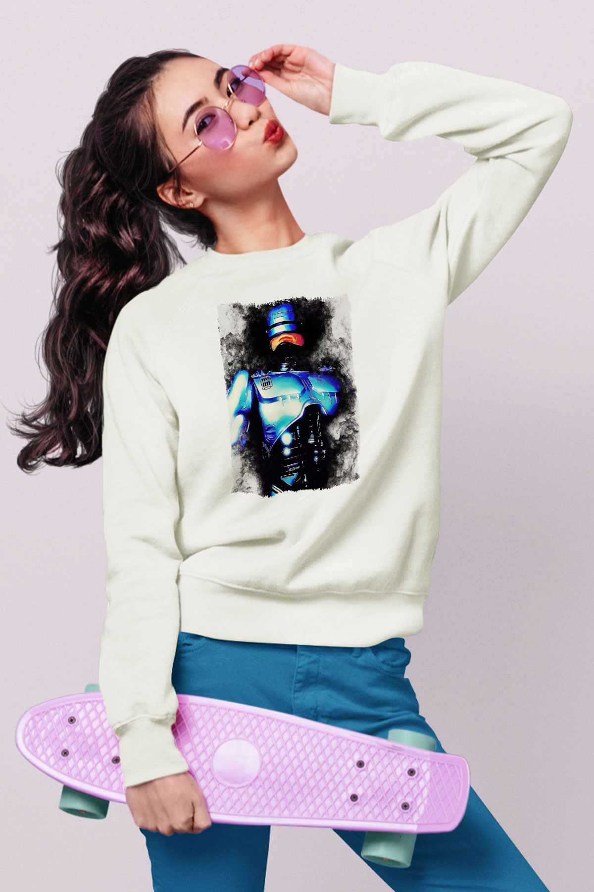 RoboCop Beyaz Unisex Sweatshirt