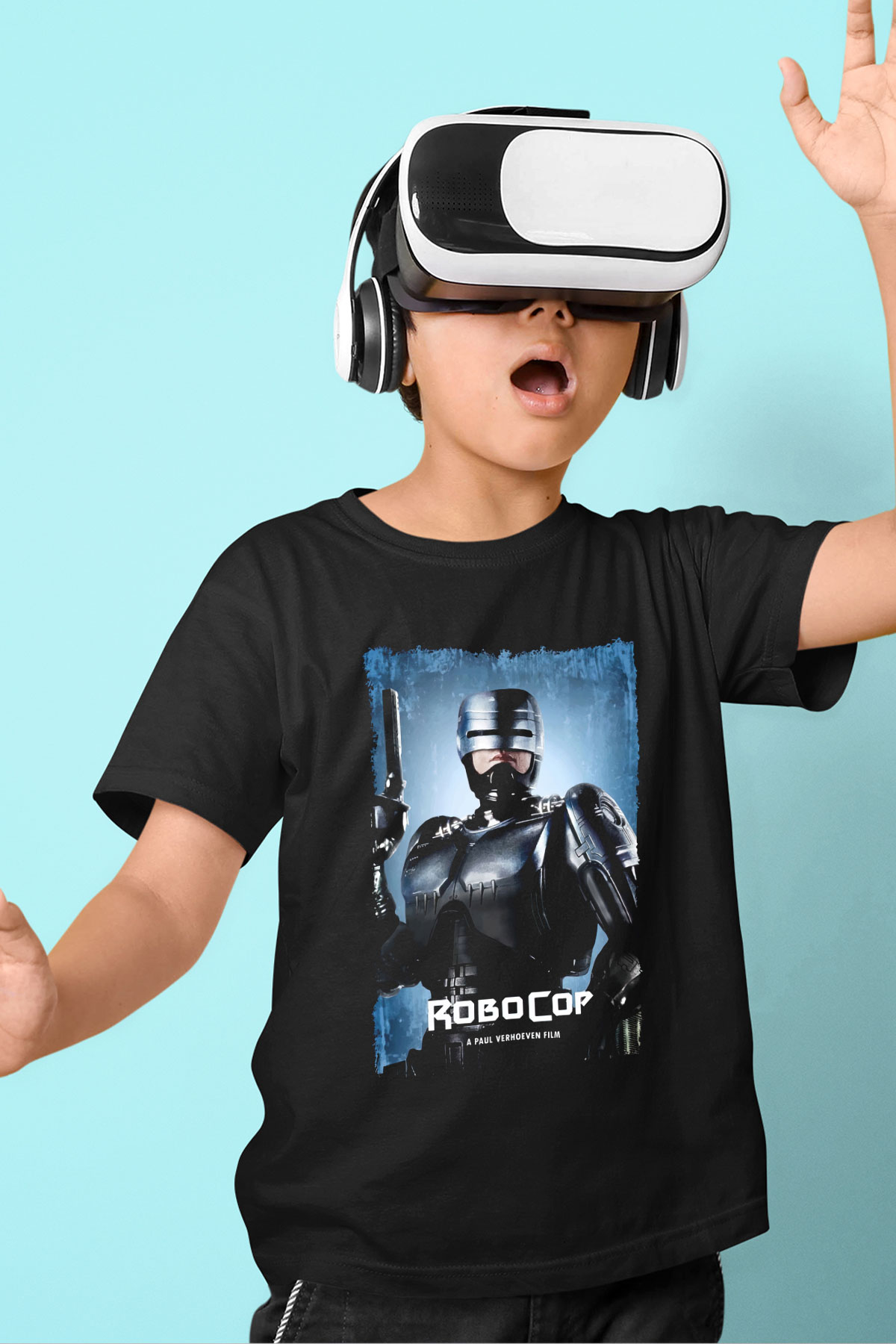 RoboCop Siyah Unisex Çocuk Tişört
