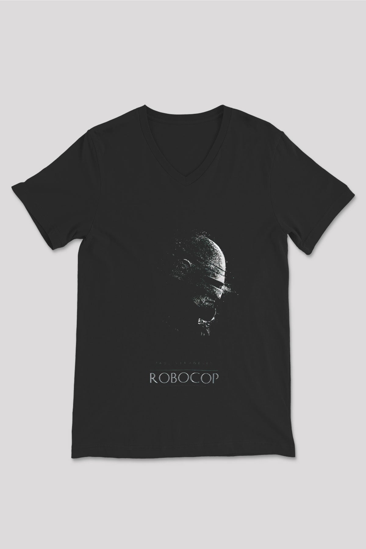 RoboCop Siyah Unisex V Yaka Tişört