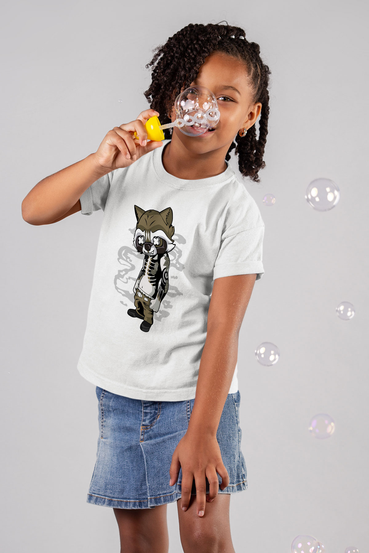 Rocket Gangster Baskılı Beyaz Unisex Çocuk Tişört
