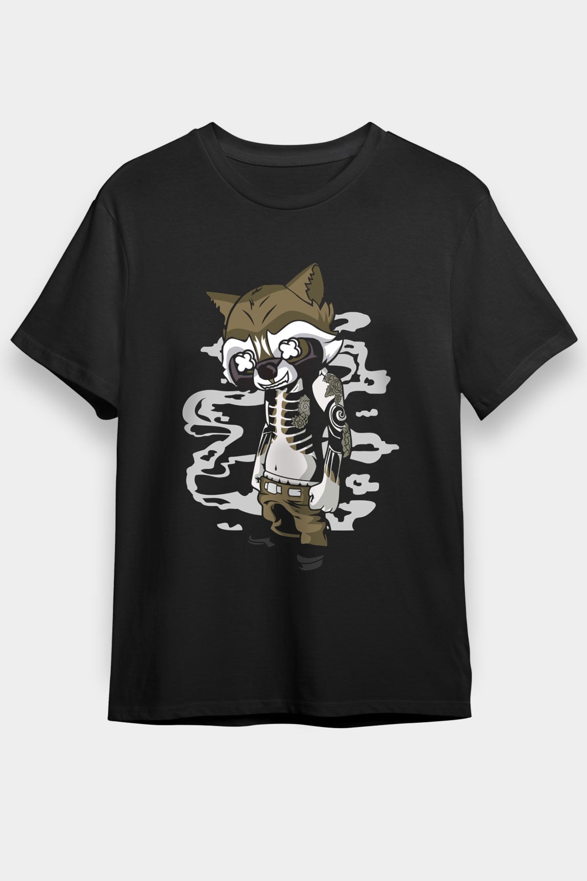 Rocket Gangster Baskılı Siyah Unisex Tişört