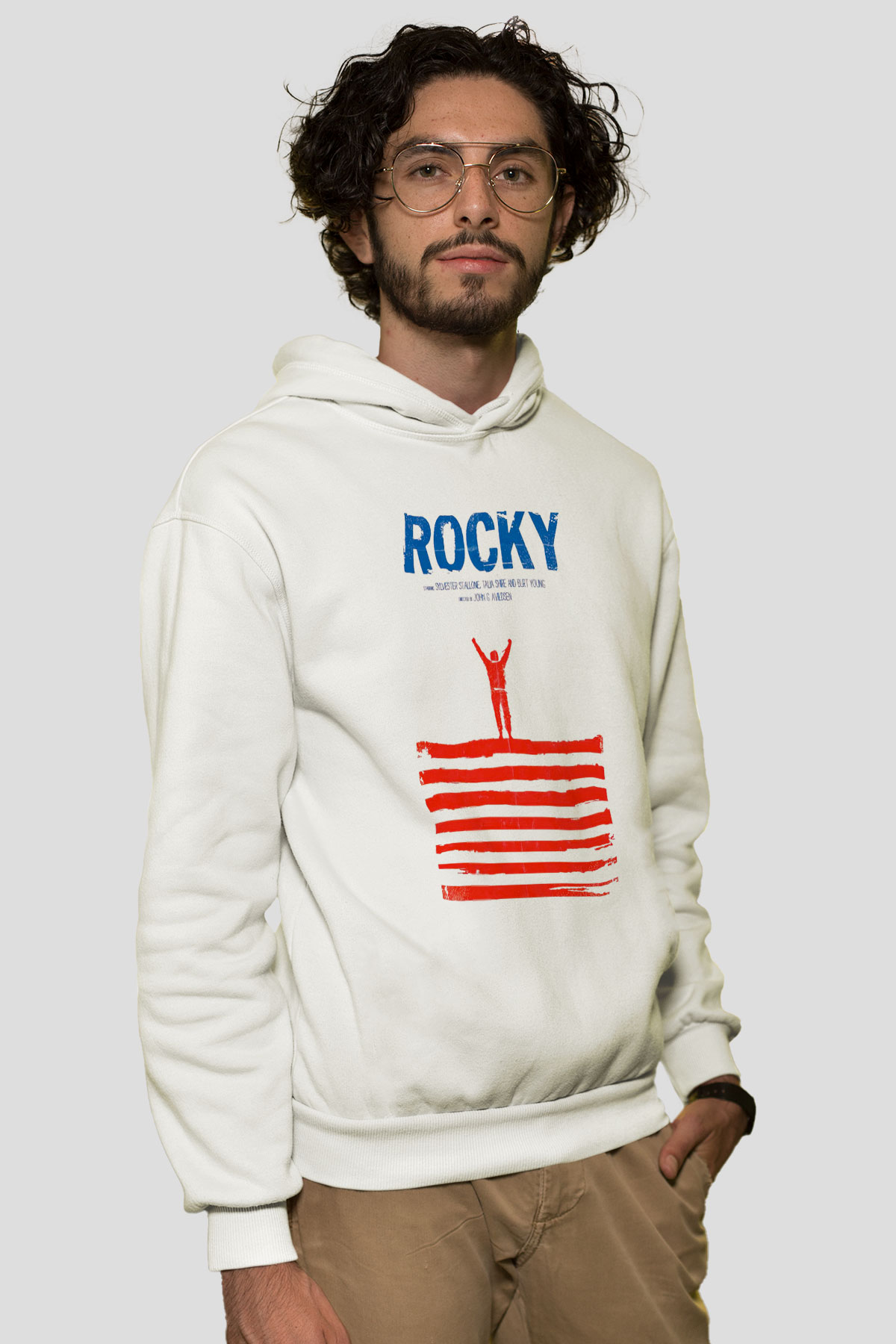 Rocky Beyaz Unisex Hoodie