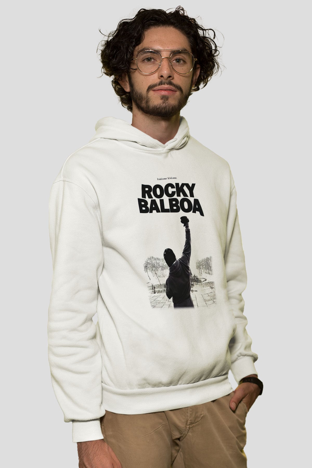 Rocky Beyaz Unisex Hoodie