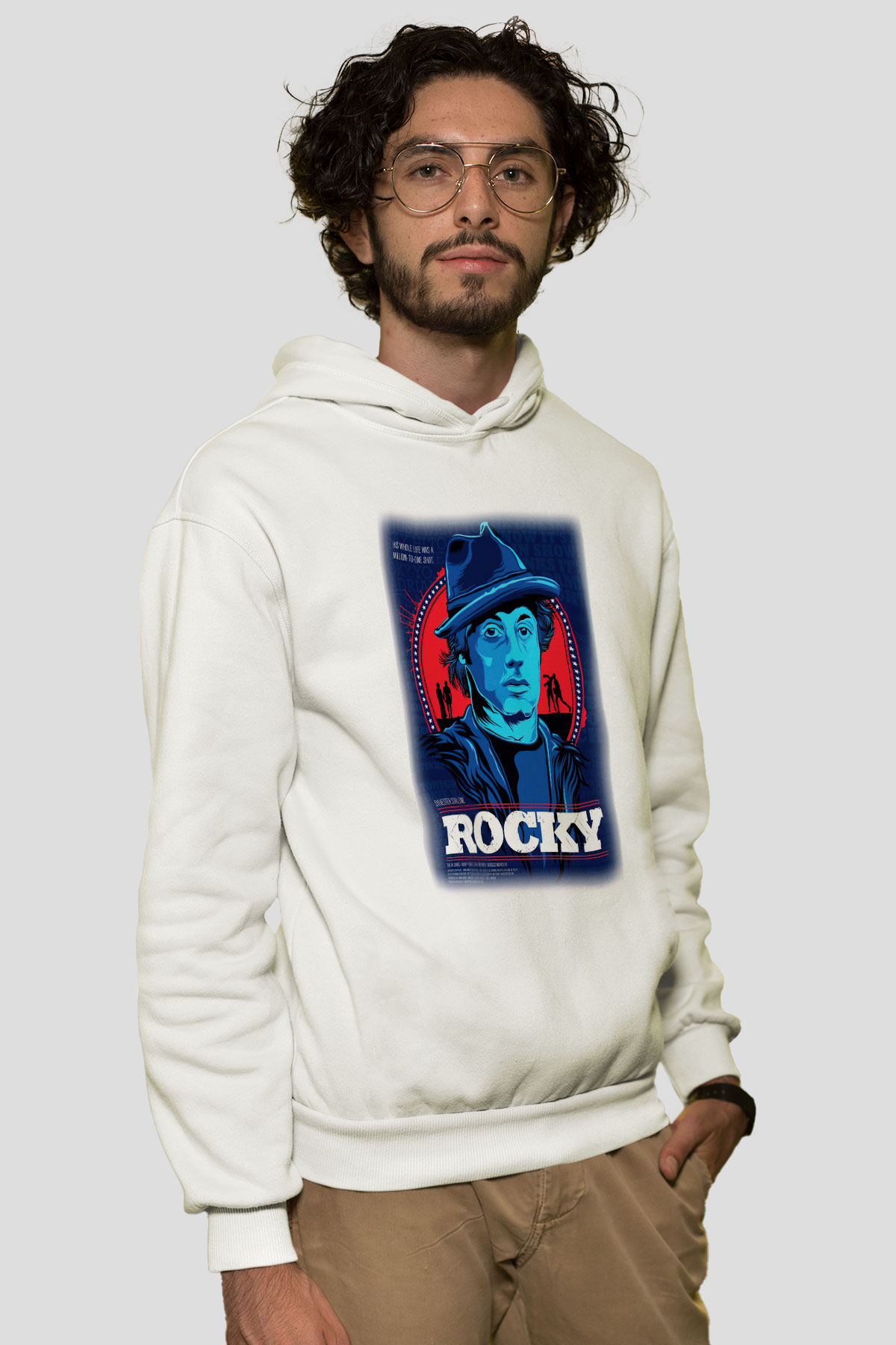 Rocky Beyaz Unisex Hoodie