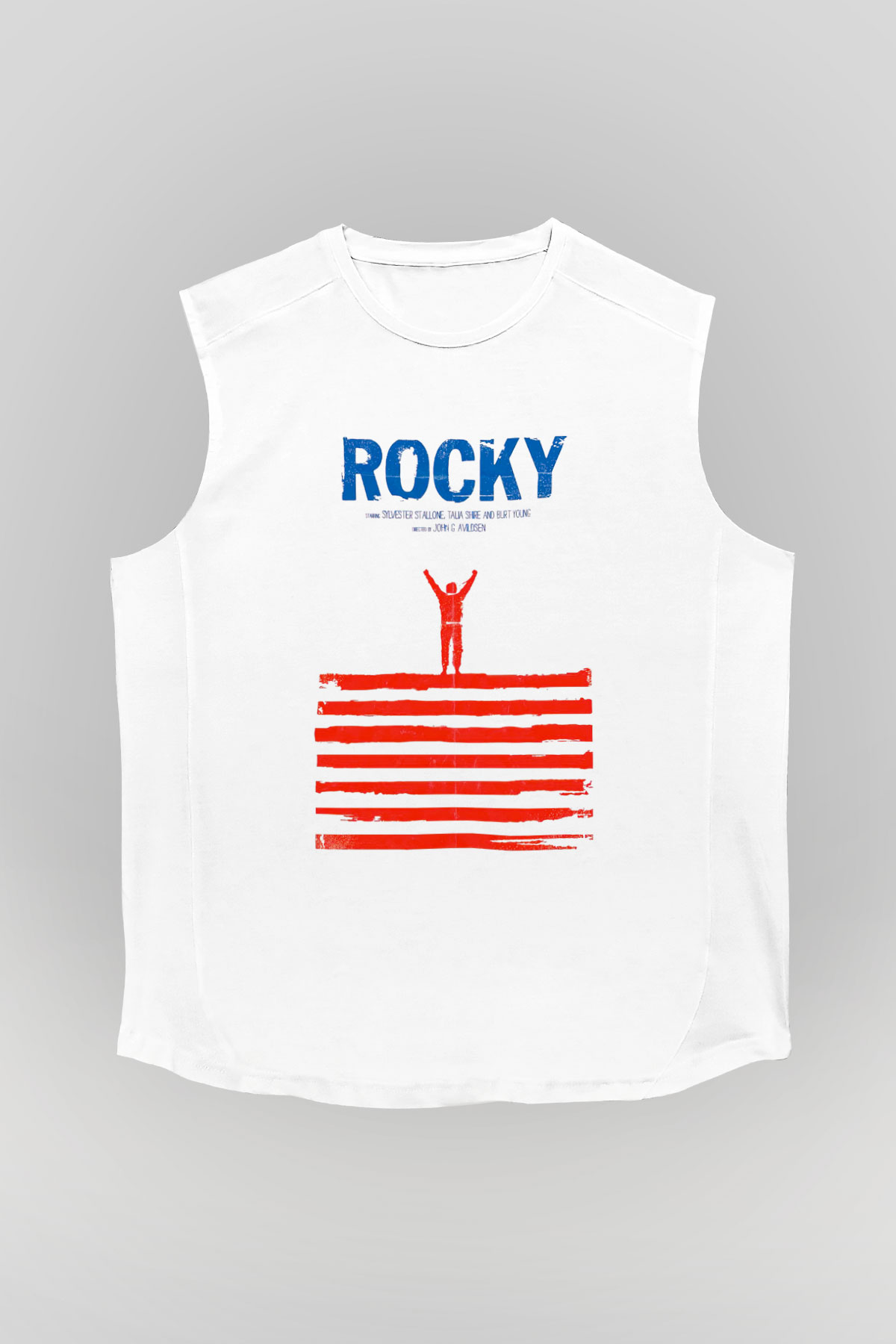 Rocky Beyaz Unisex Kolsuz Tişört