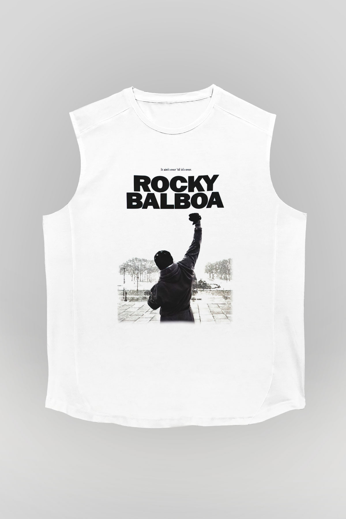 Rocky Beyaz Unisex Kolsuz Tişört