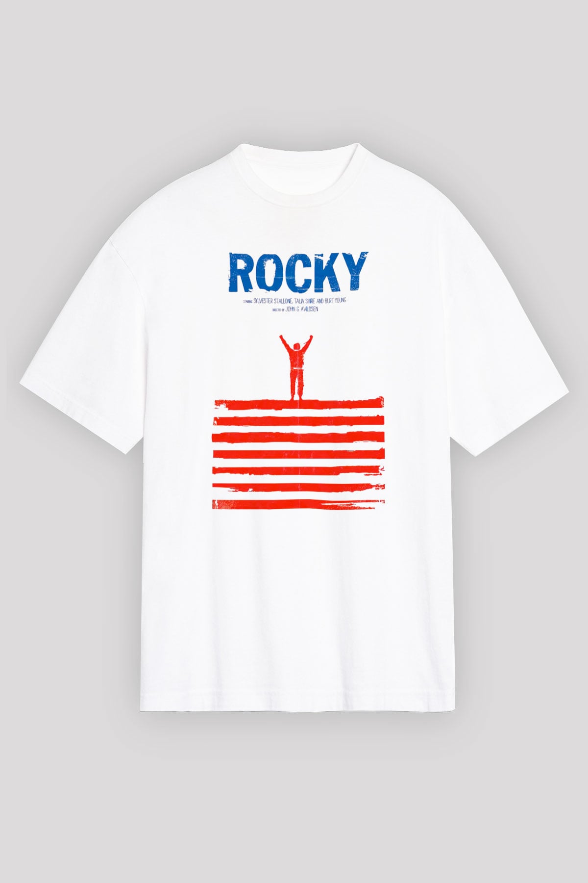 Rocky Beyaz Unisex Oversize Tişört T-Shirt
