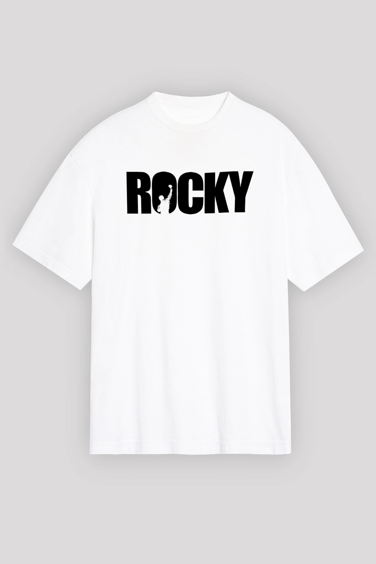 Rocky Beyaz Unisex Oversize Tişört T-Shirt