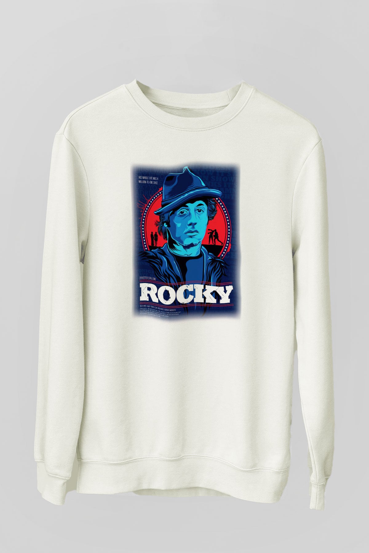 Rocky Beyaz Unisex Sweatshirt