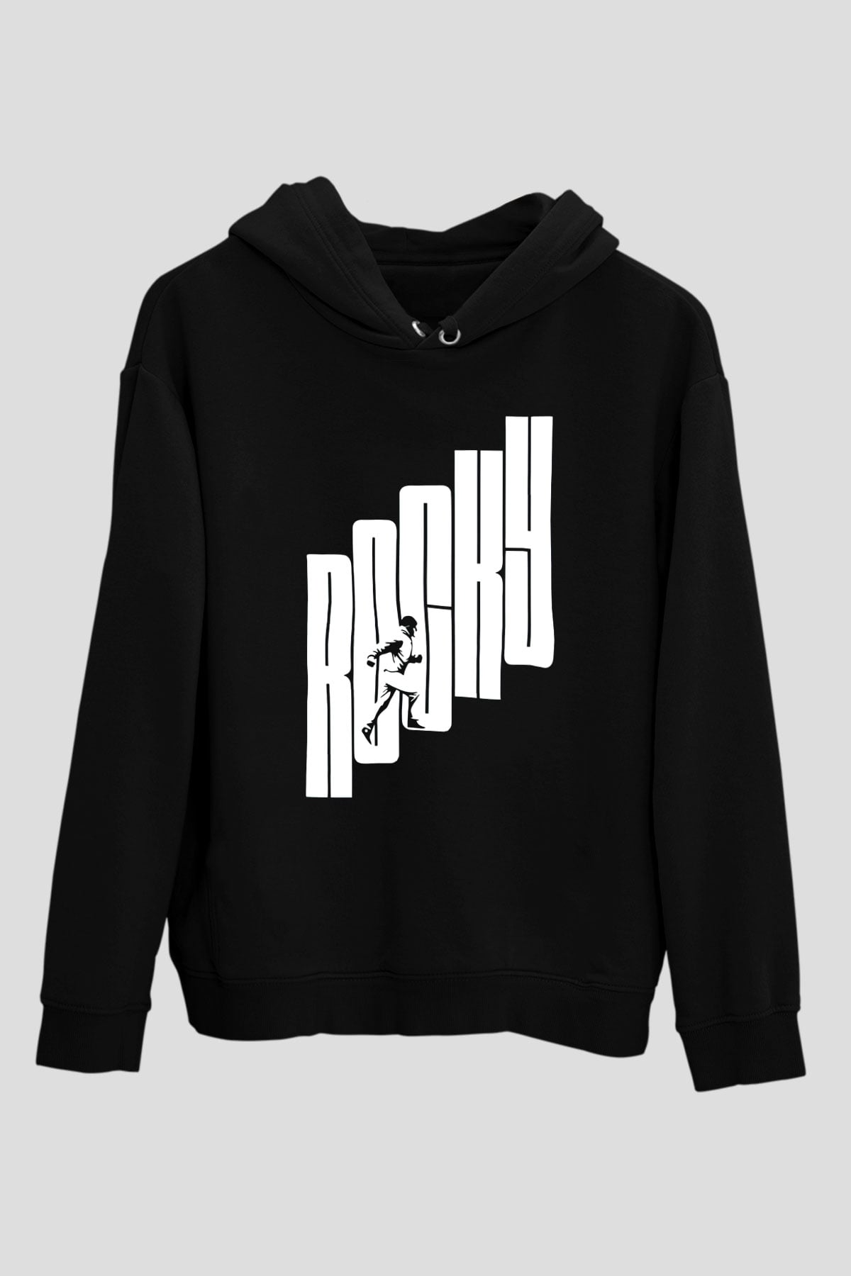 Rocky Siyah Unisex Kapşonlu Sweatshirt