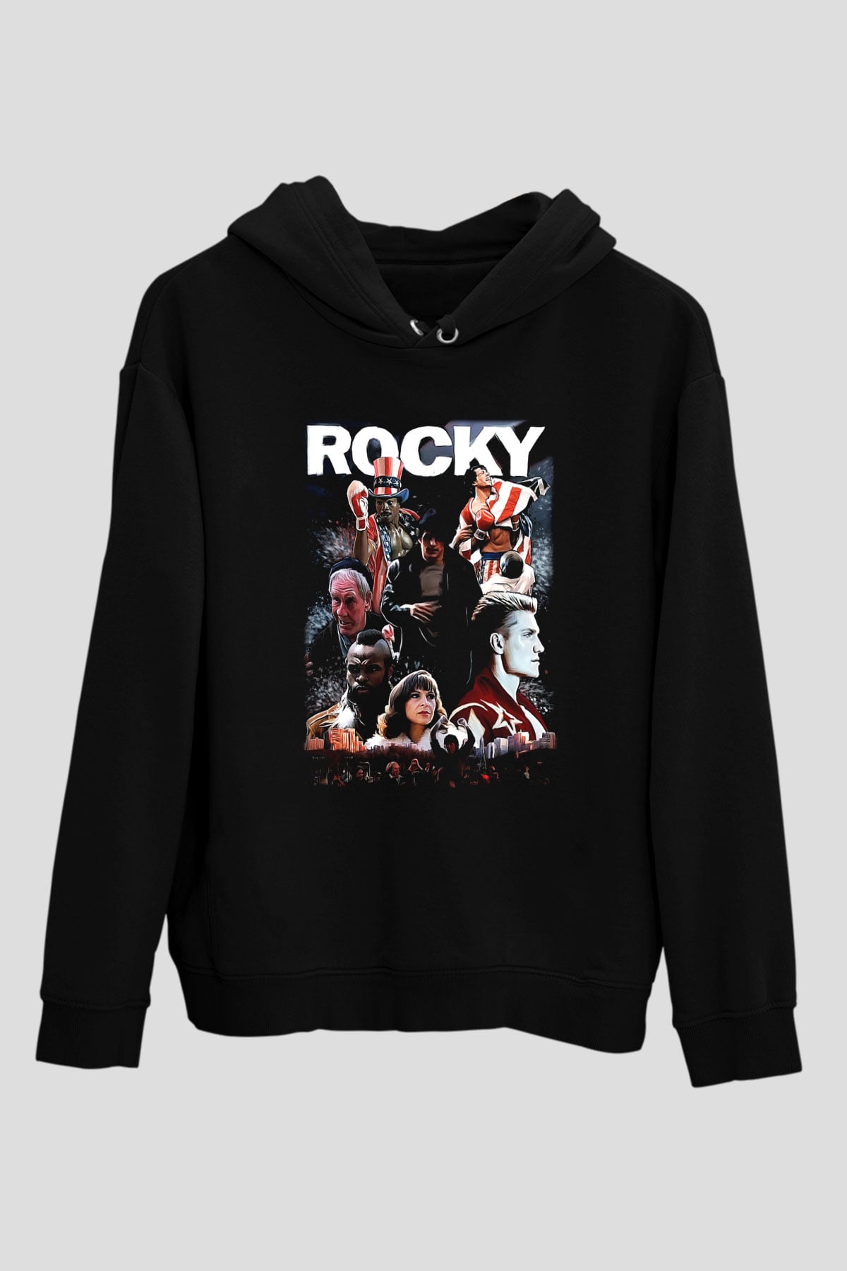 Rocky Siyah Unisex Kapşonlu Sweatshirt