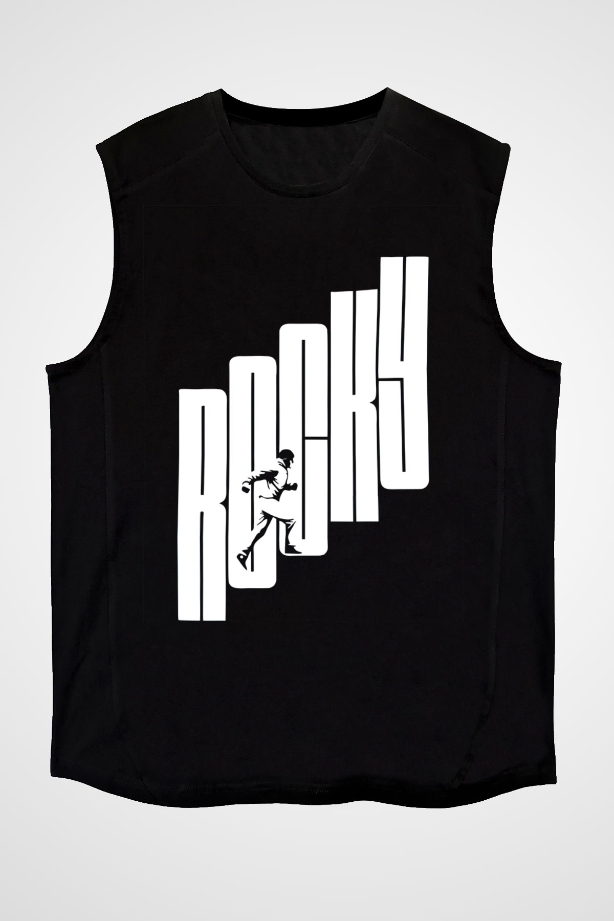 Rocky Siyah Unisex Kolsuz Tişört