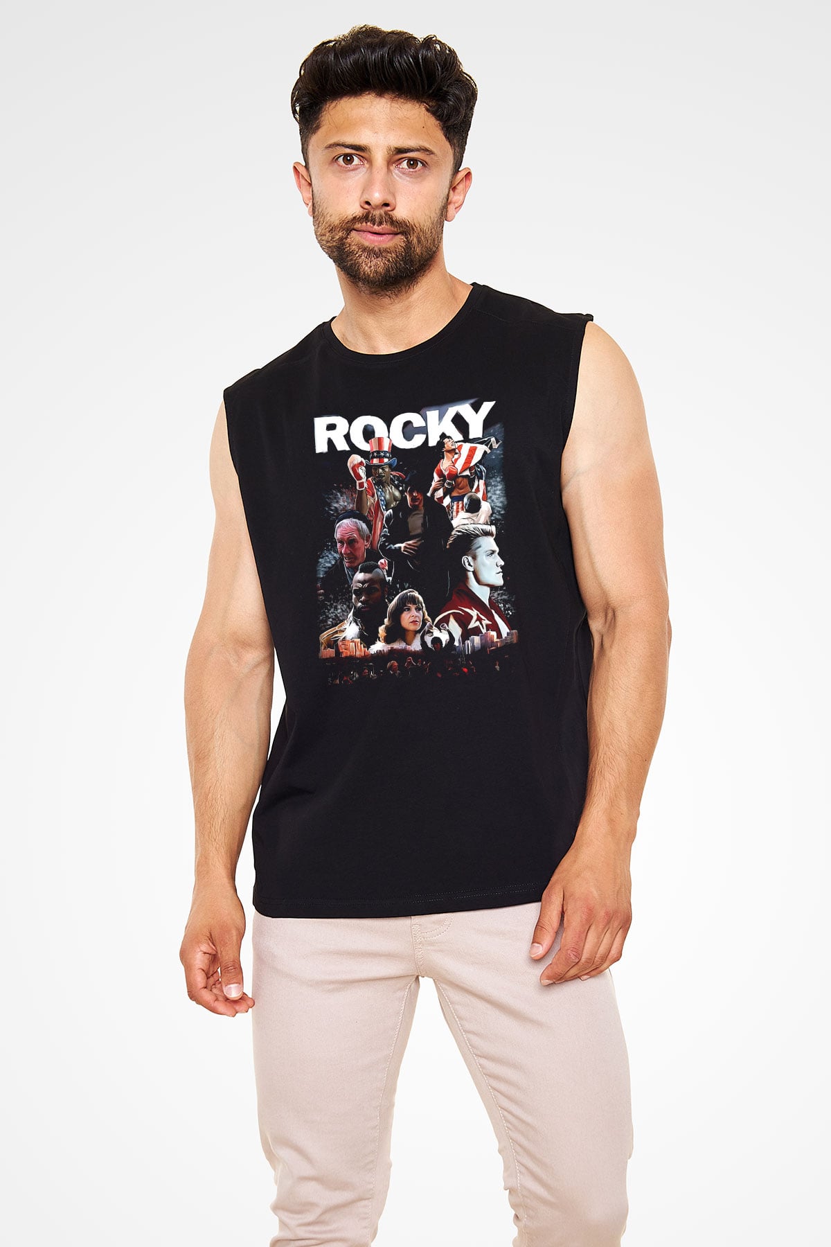 Rocky Siyah Unisex Kolsuz Tişört