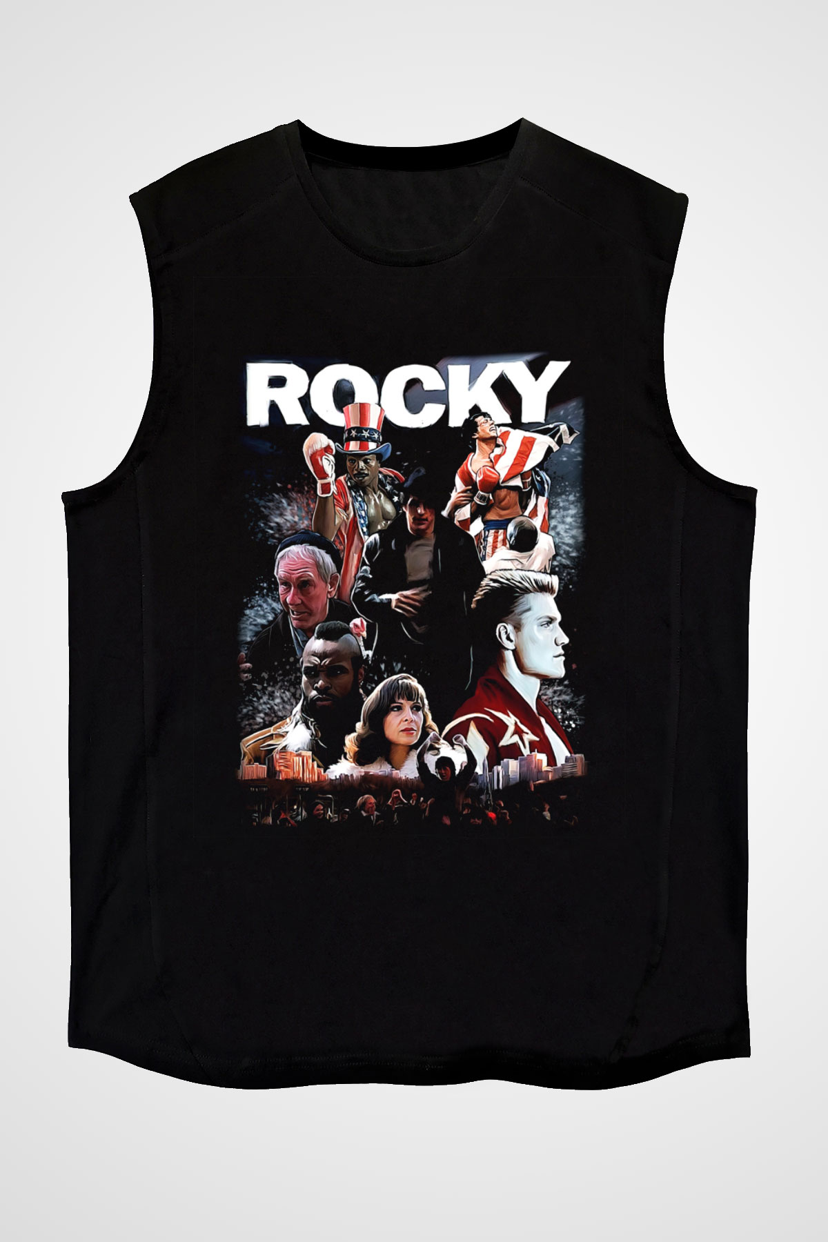 Rocky Siyah Unisex Kolsuz Tişört