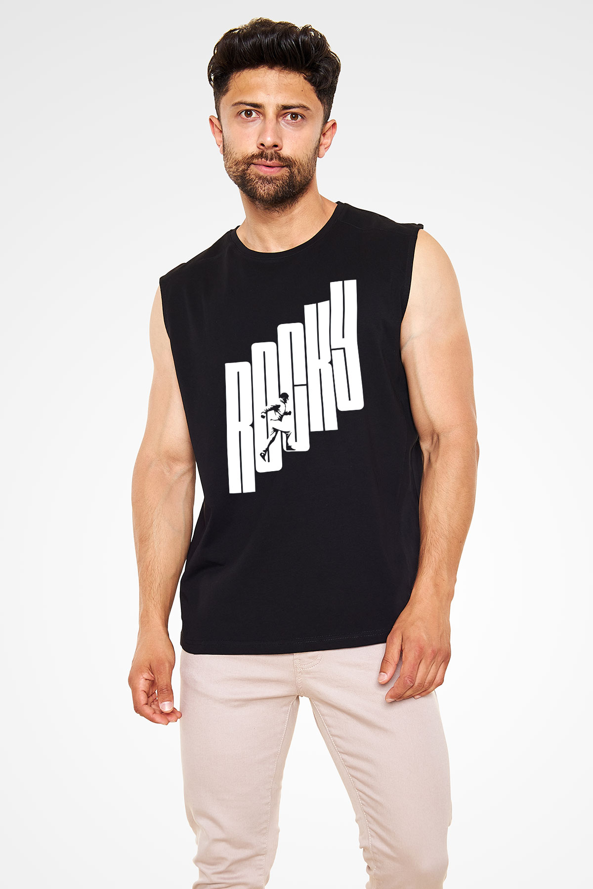 Rocky Siyah Unisex Kolsuz Tişört