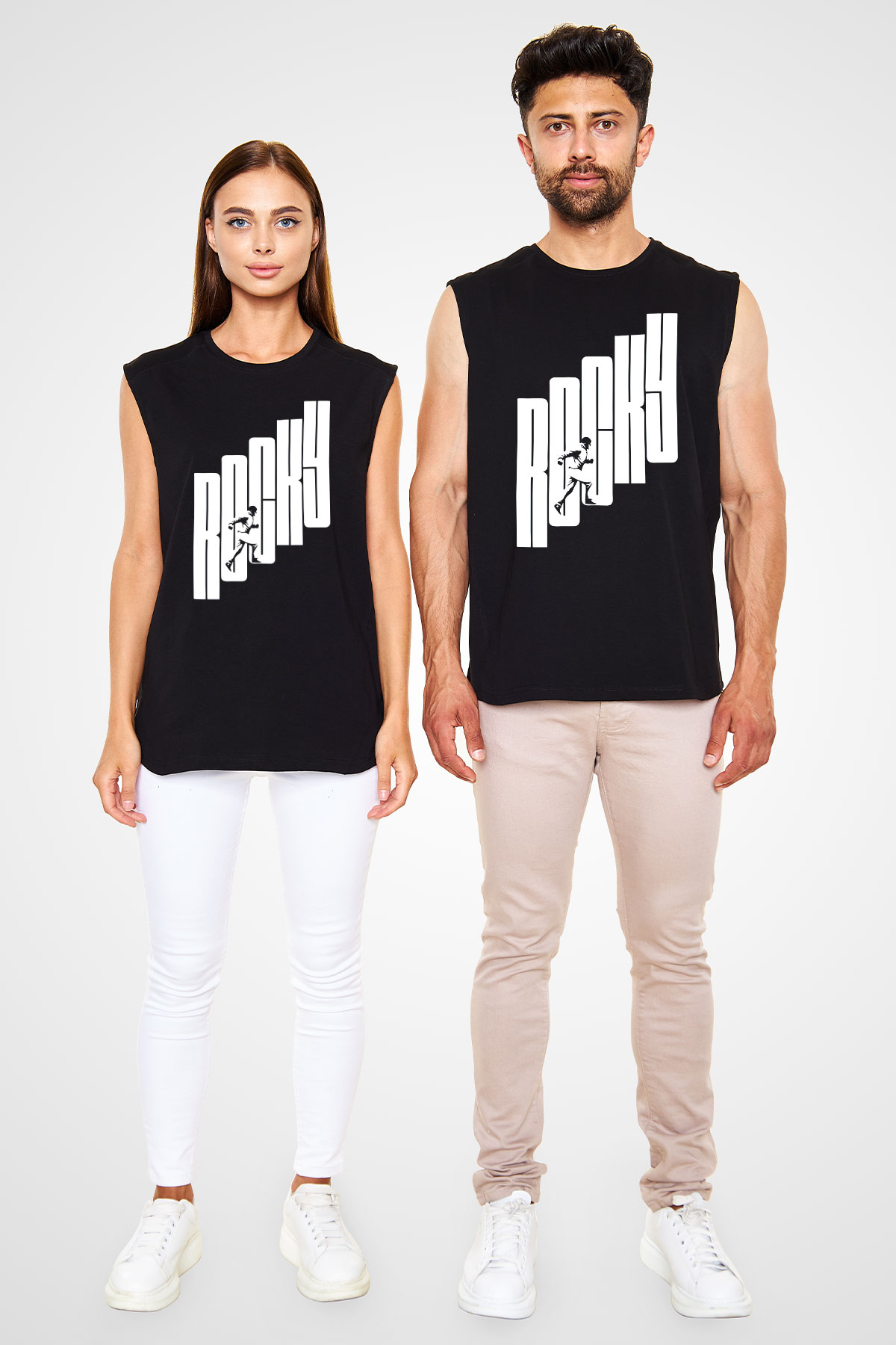 Rocky Siyah Unisex Kolsuz Tişört