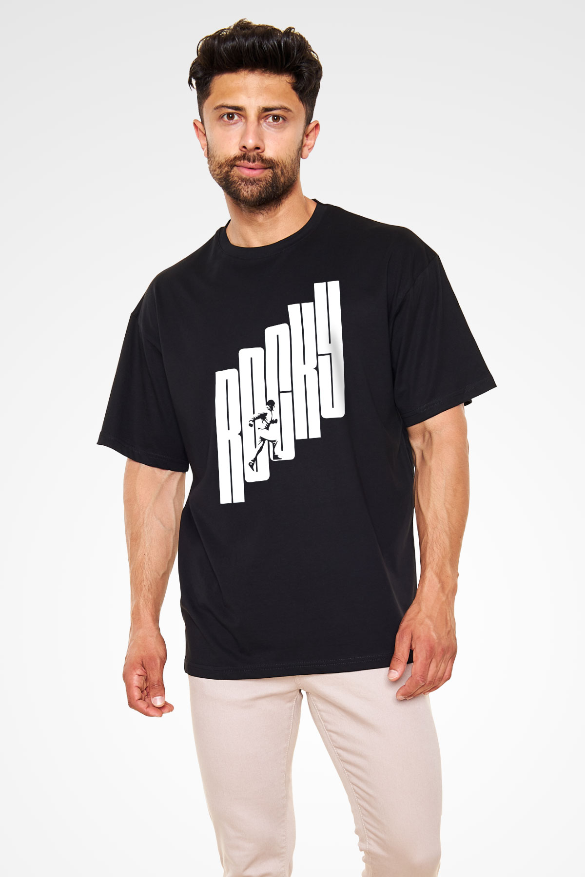 Rocky Siyah Unisex Oversize Tişört T-Shirt