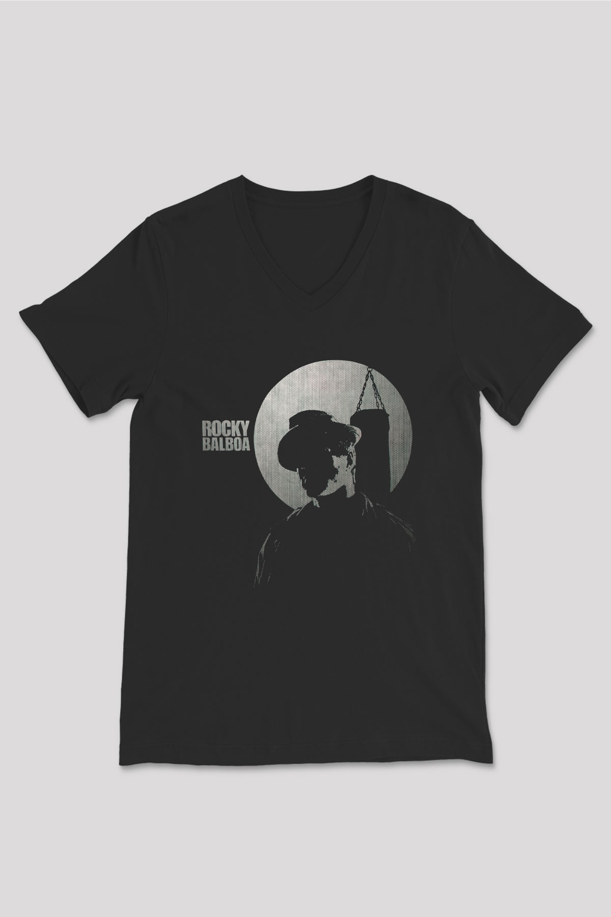 Rocky Siyah Unisex V Yaka Tişört T-Shirt