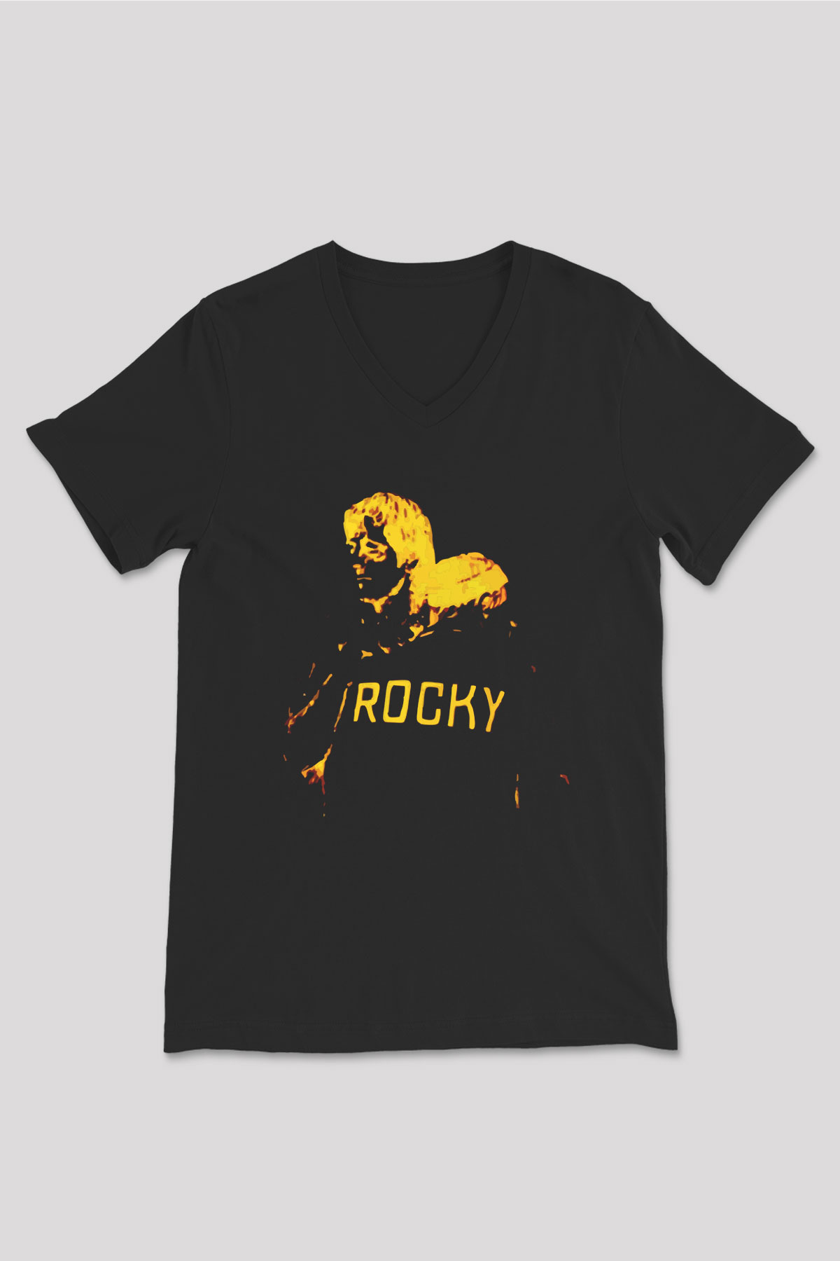 Rocky Siyah Unisex V Yaka Tişört T-Shirt