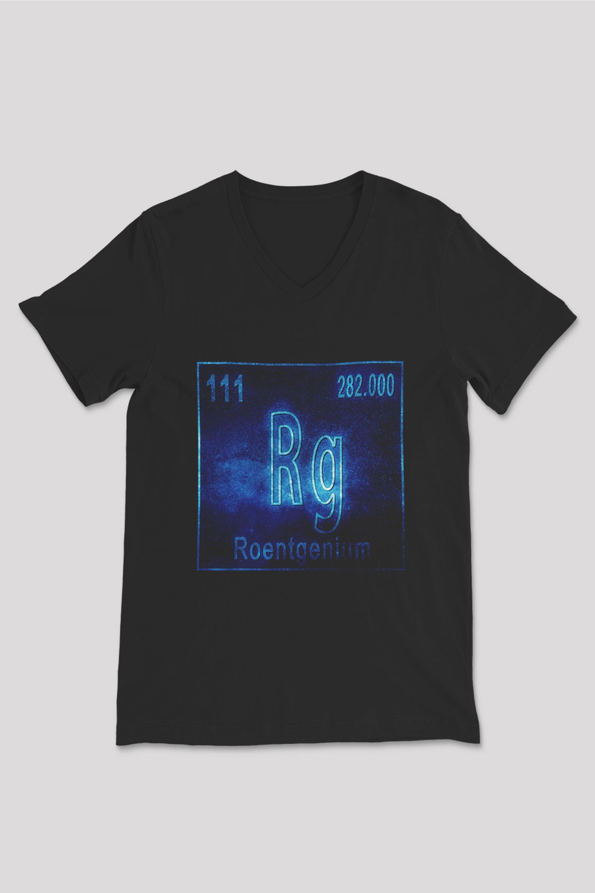 Röntgenyum Atom Numarası Baskılı Unisex Siyah V Yaka Tişört