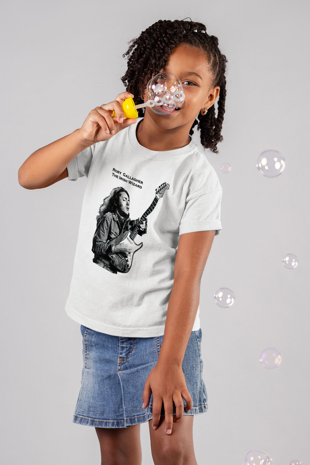 Rory Gallagher Baskılı Beyaz Unisex Beyaz Çocuk Tişört - Tshirt
