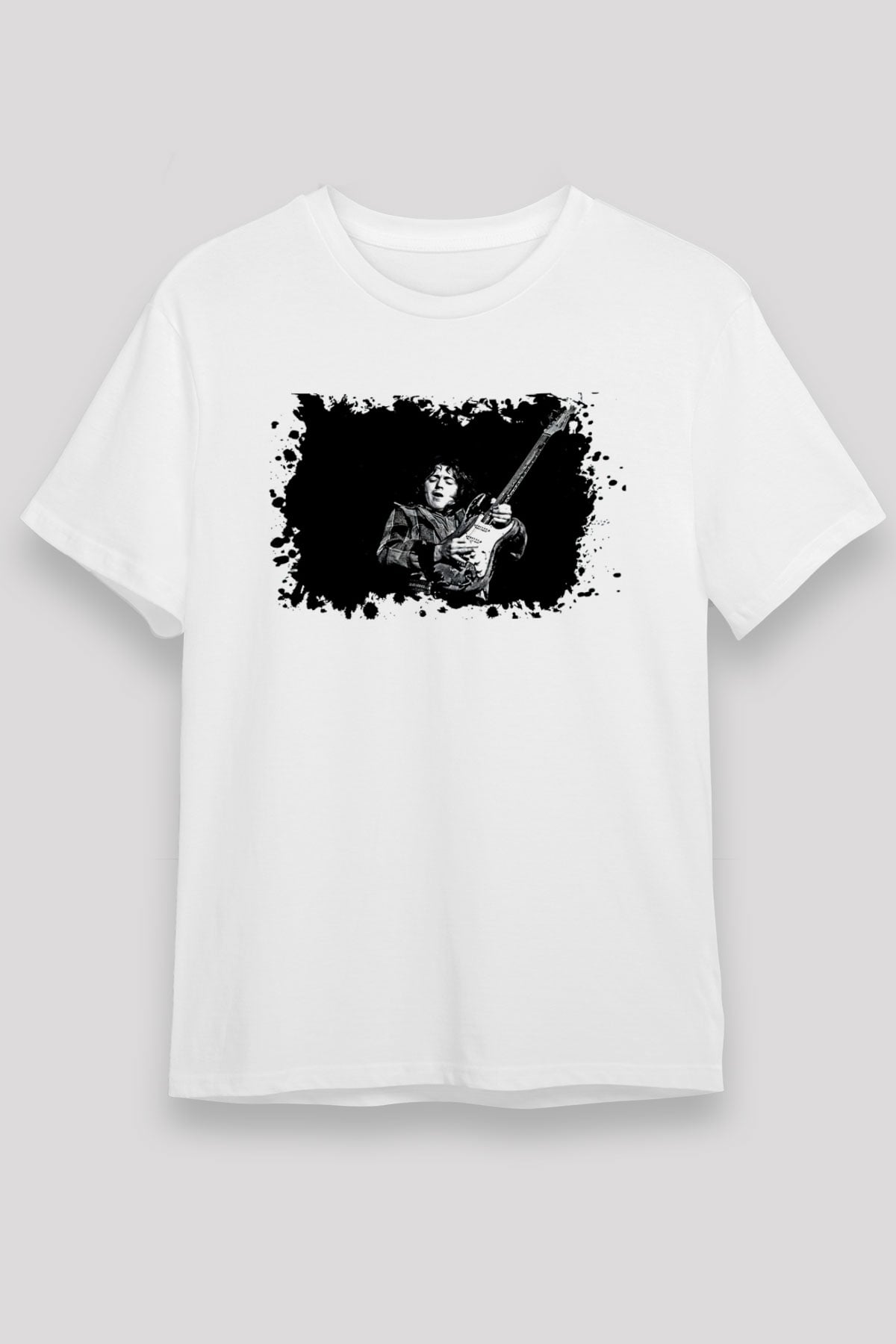 Rory Gallagher Baskılı Unisex Beyaz Tişört - Tshirt