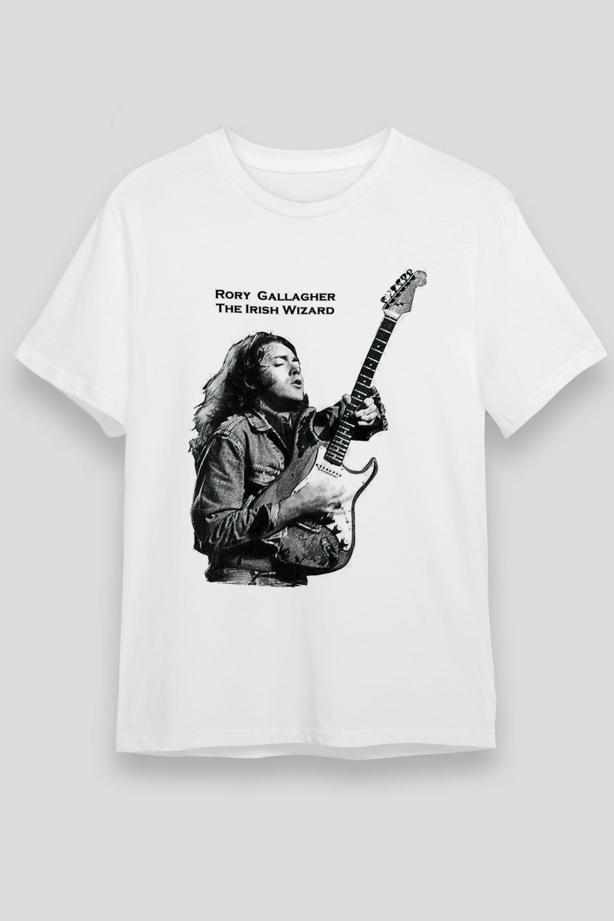Rory Gallagher Baskılı Unisex Beyaz Tişört - Tshirt