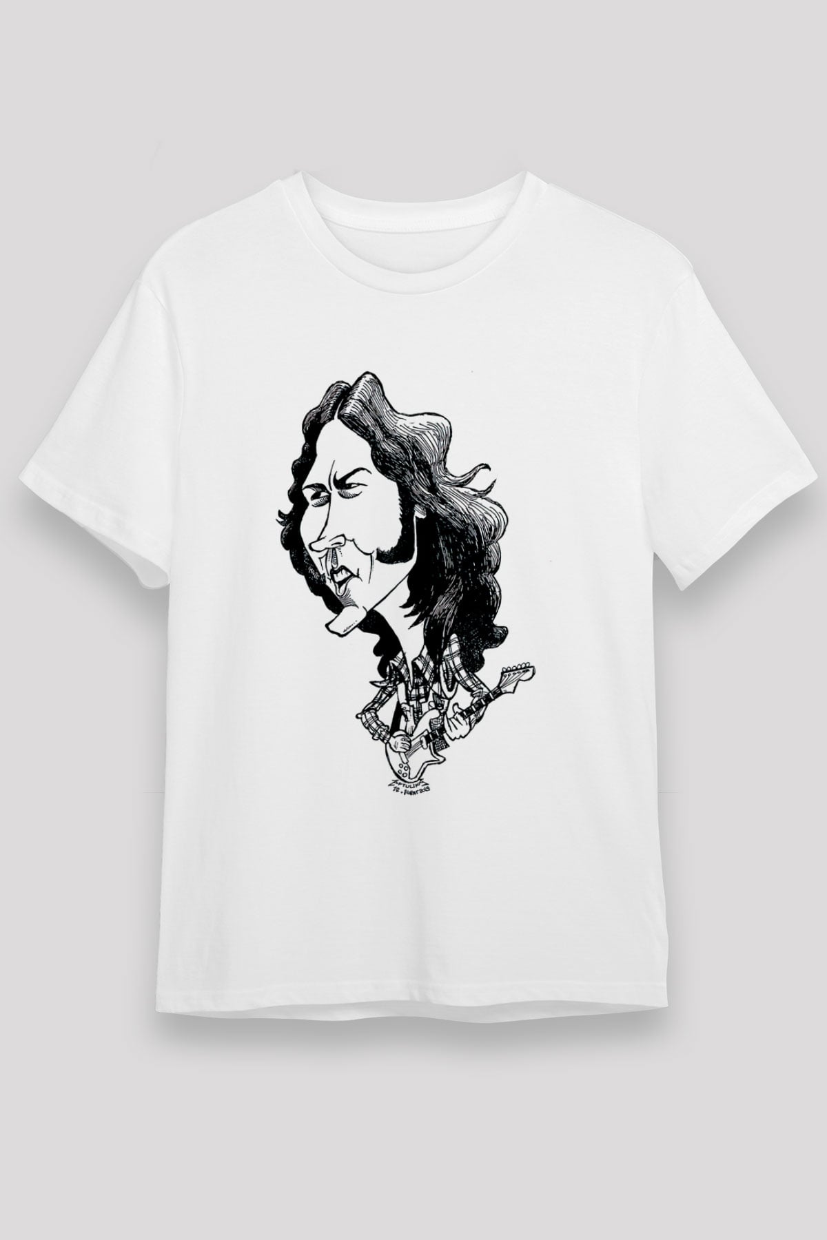 Rory Gallagher Baskılı Unisex Beyaz Tişört - Tshirt