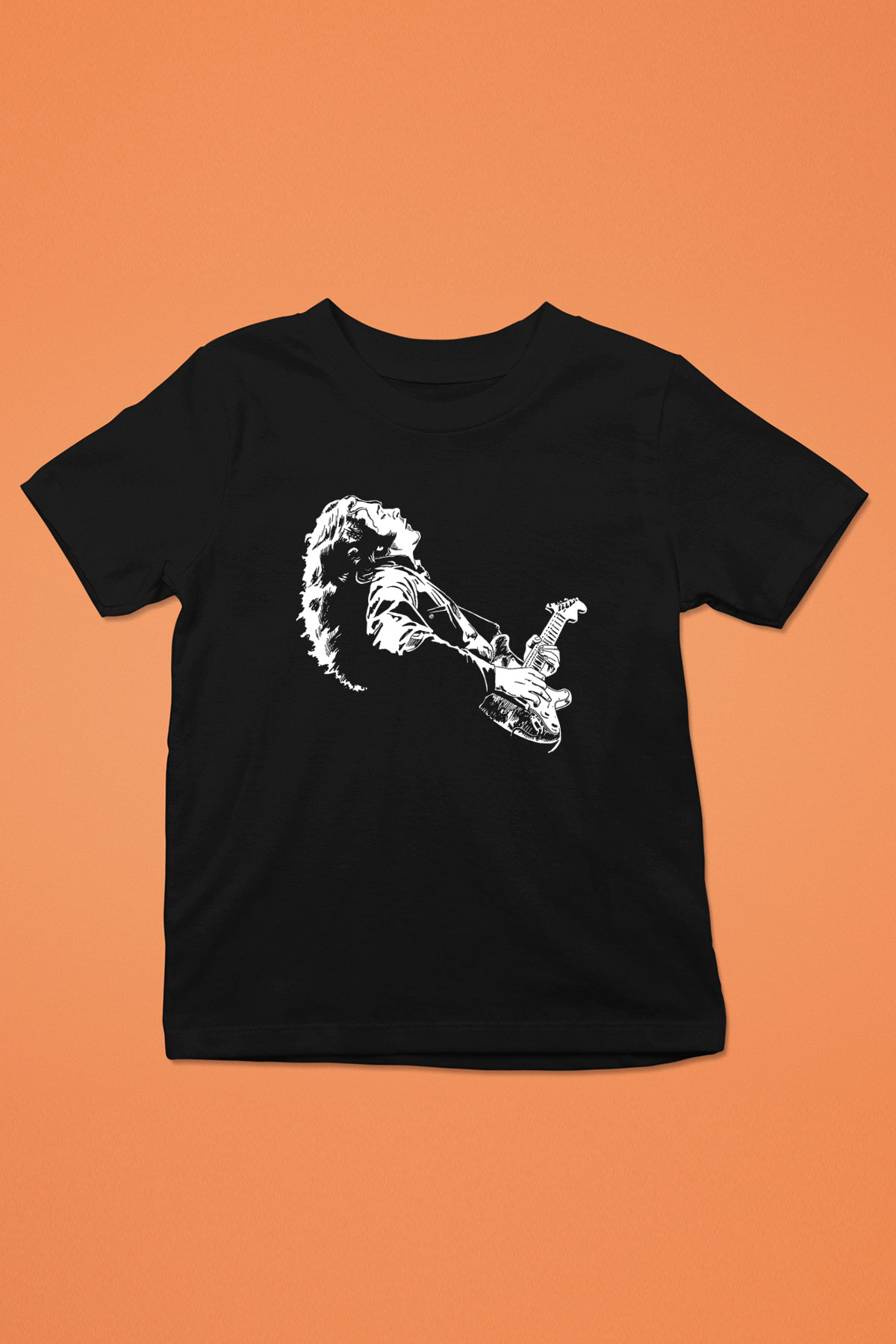 Rory Gallagher Baskılı Unisex Siyah Çocuk Tişört - Tshirt