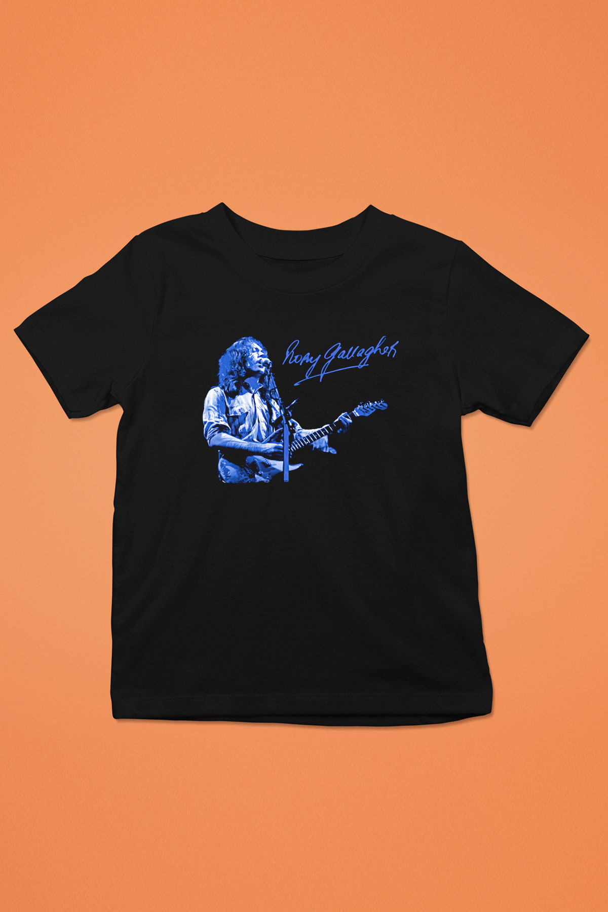 Rory Gallagher Baskılı Unisex Siyah Çocuk Tişört - Tshirt