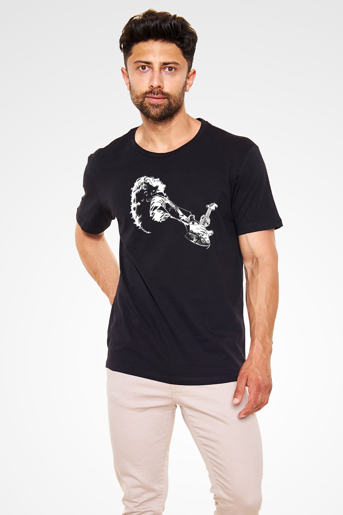 Rory Gallagher Baskılı Unisex Siyah Tişört - Tshirt
