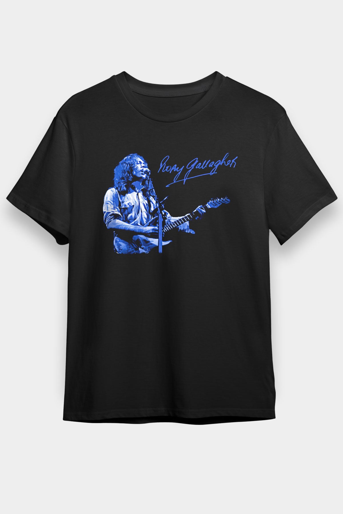 Rory Gallagher Baskılı Unisex Siyah Tişört - Tshirt