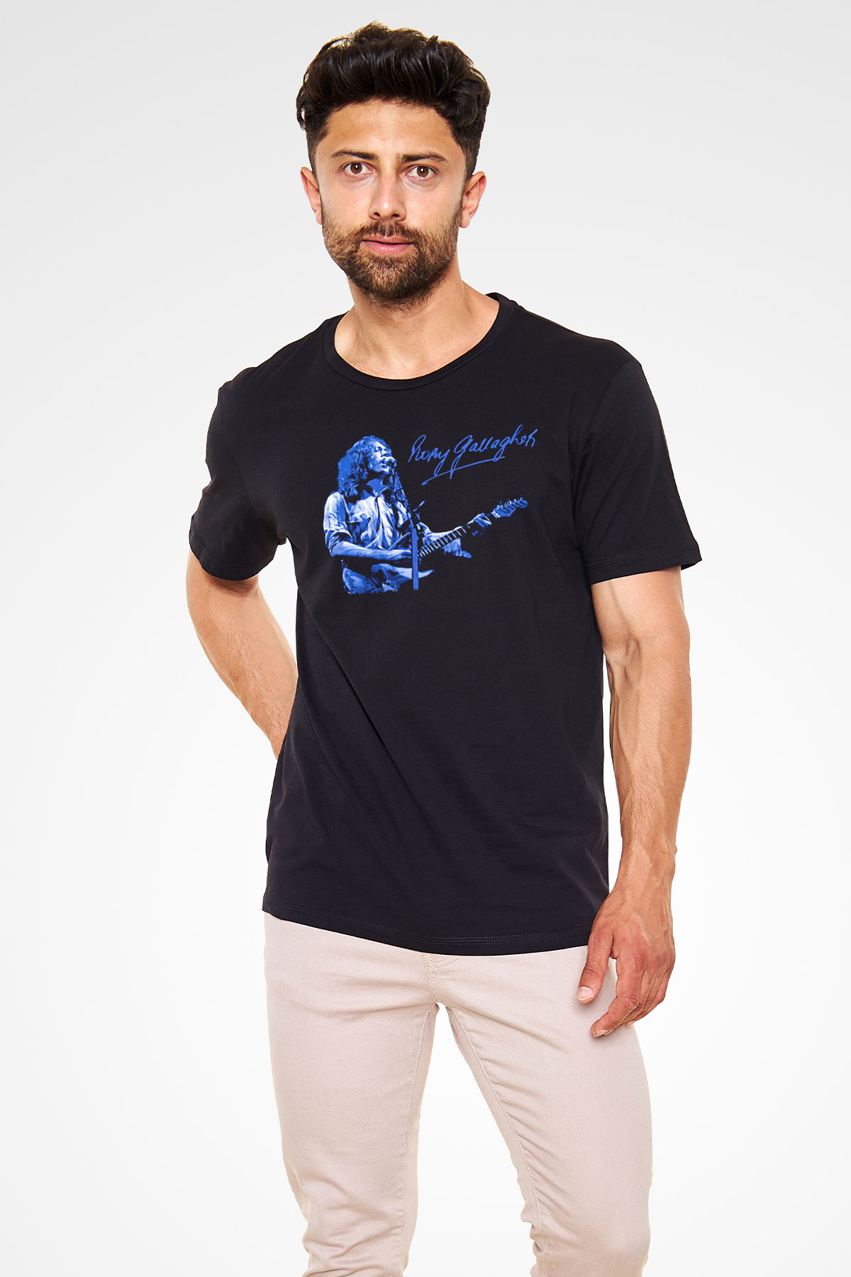 Rory Gallagher Baskılı Unisex Siyah Tişört - Tshirt
