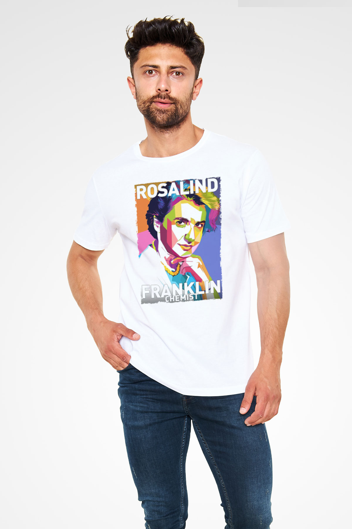 Rosalind Franklin Baskılı Unisex Beyaz Tişört - Tshirt