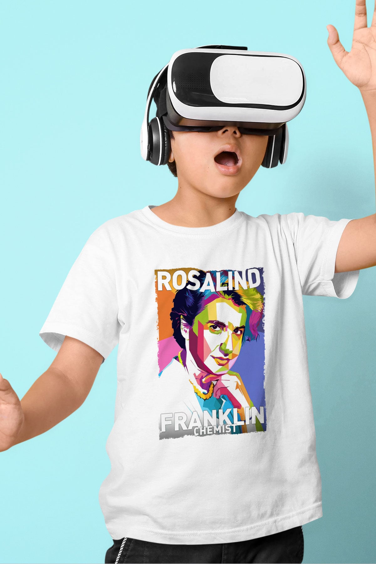 Rosalind Franklin Baskılı Unisex Beyaz Çocuk Tişörtü - Tshirt