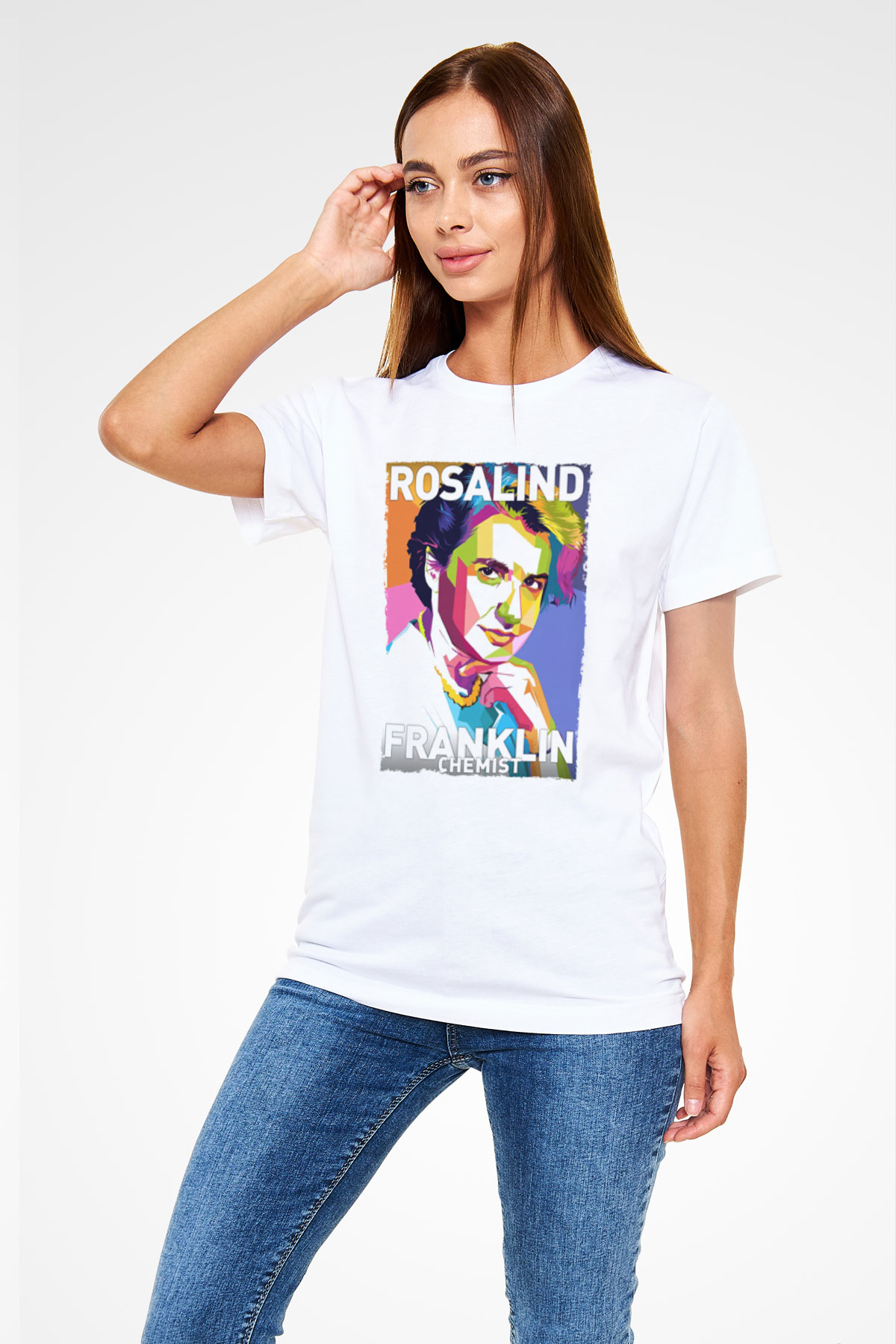 Rosalind Franklin Baskılı Unisex Beyaz Tişört - Tshirt