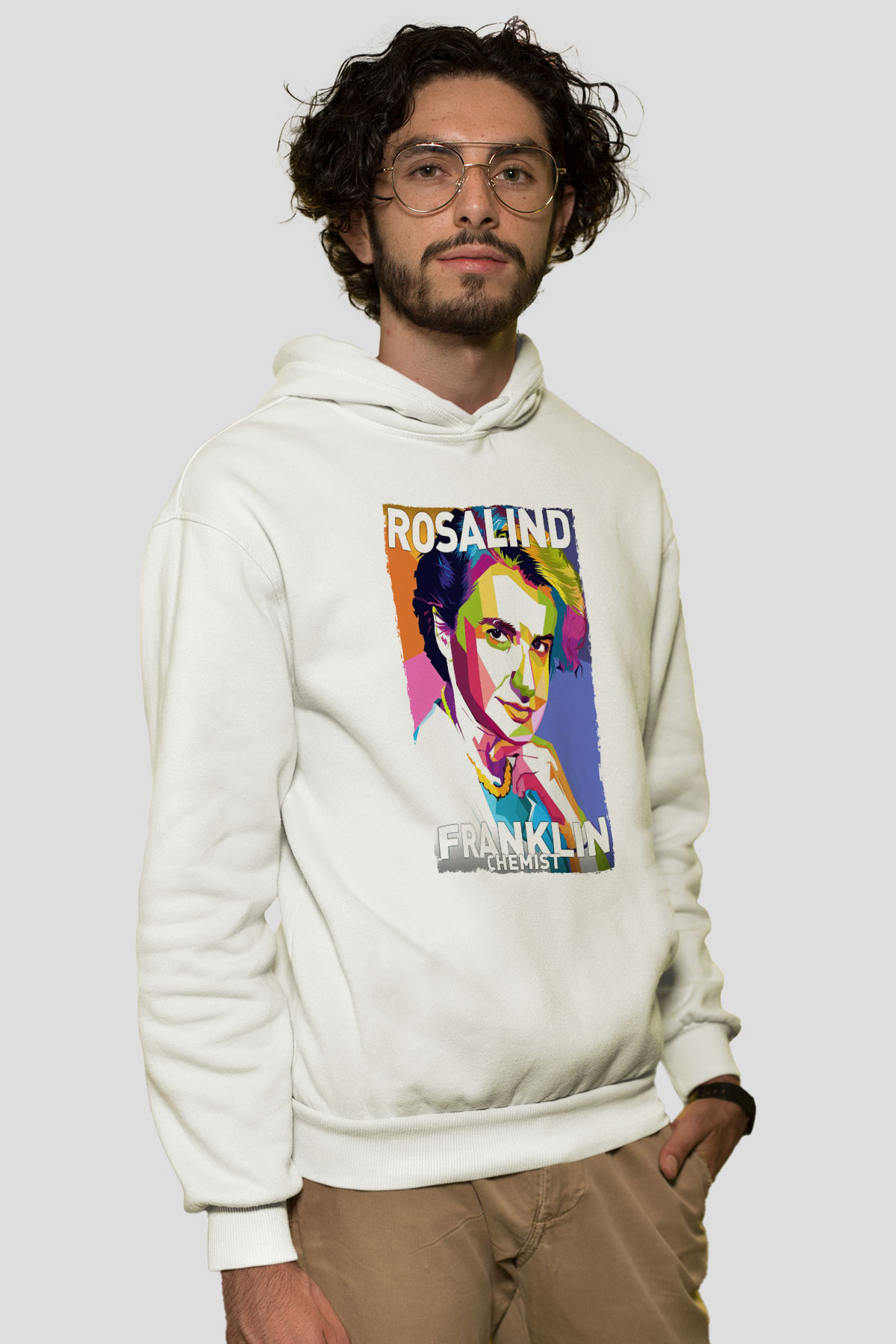Rosalind Franklin Baskılı Unisex Ekru Hoodie