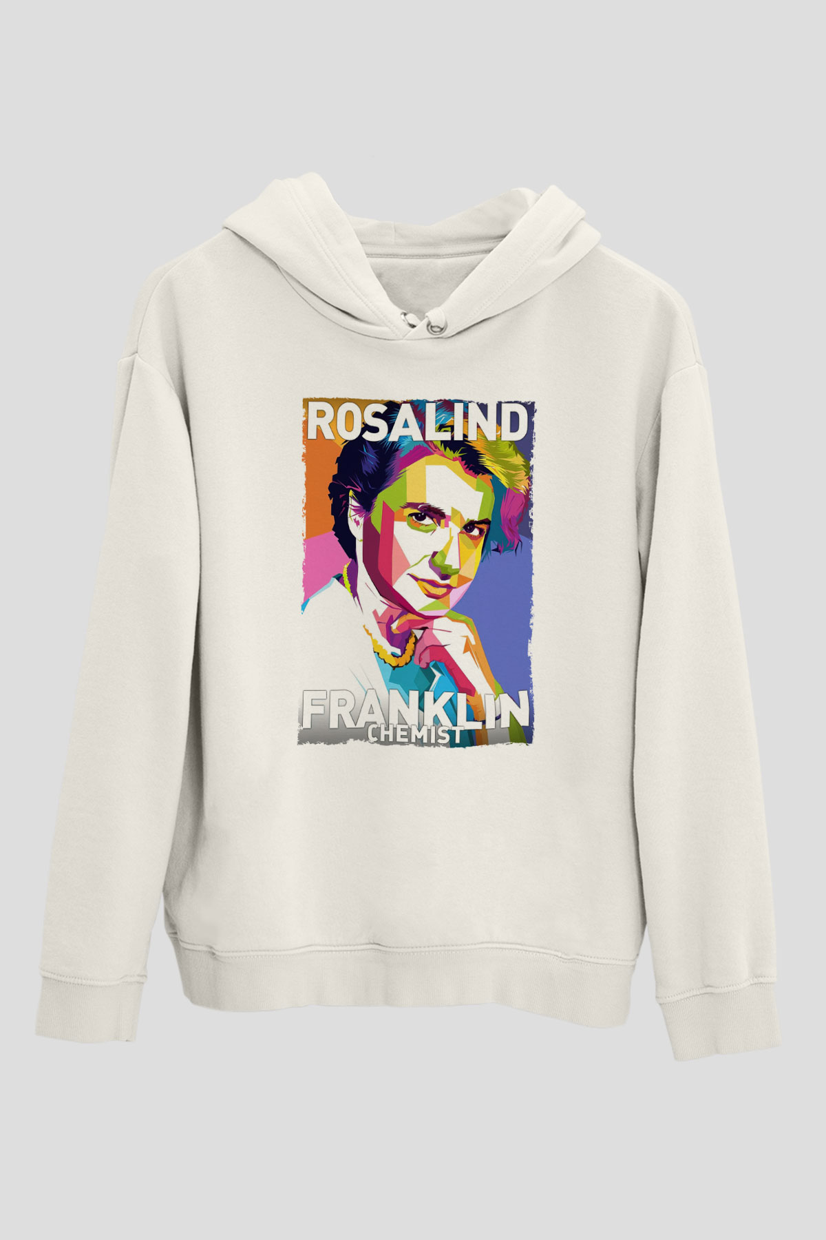 Rosalind Franklin Baskılı Unisex Ekru Hoodie