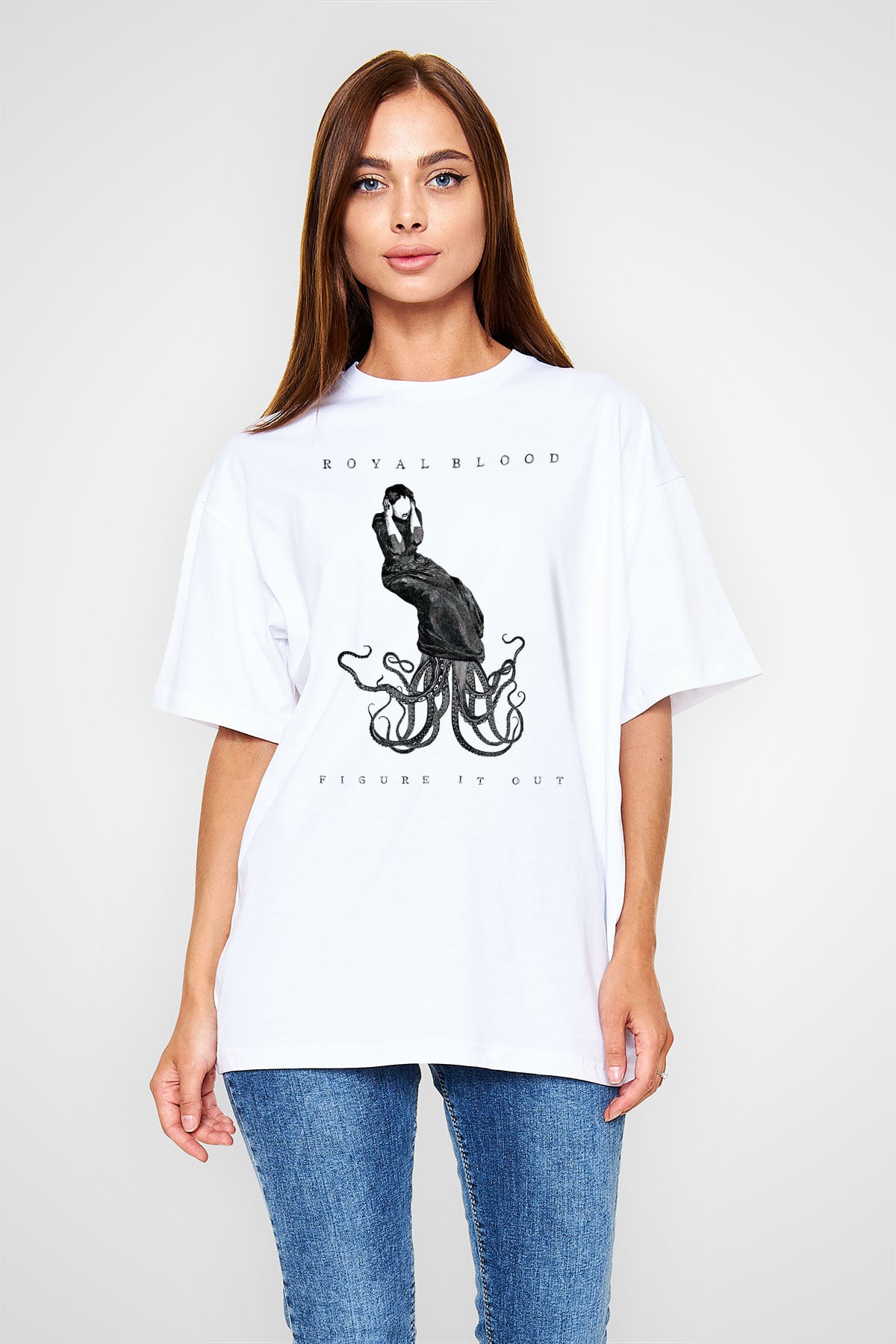 Royal Blood Beyaz Unisex Oversize Tişört T-Shirt