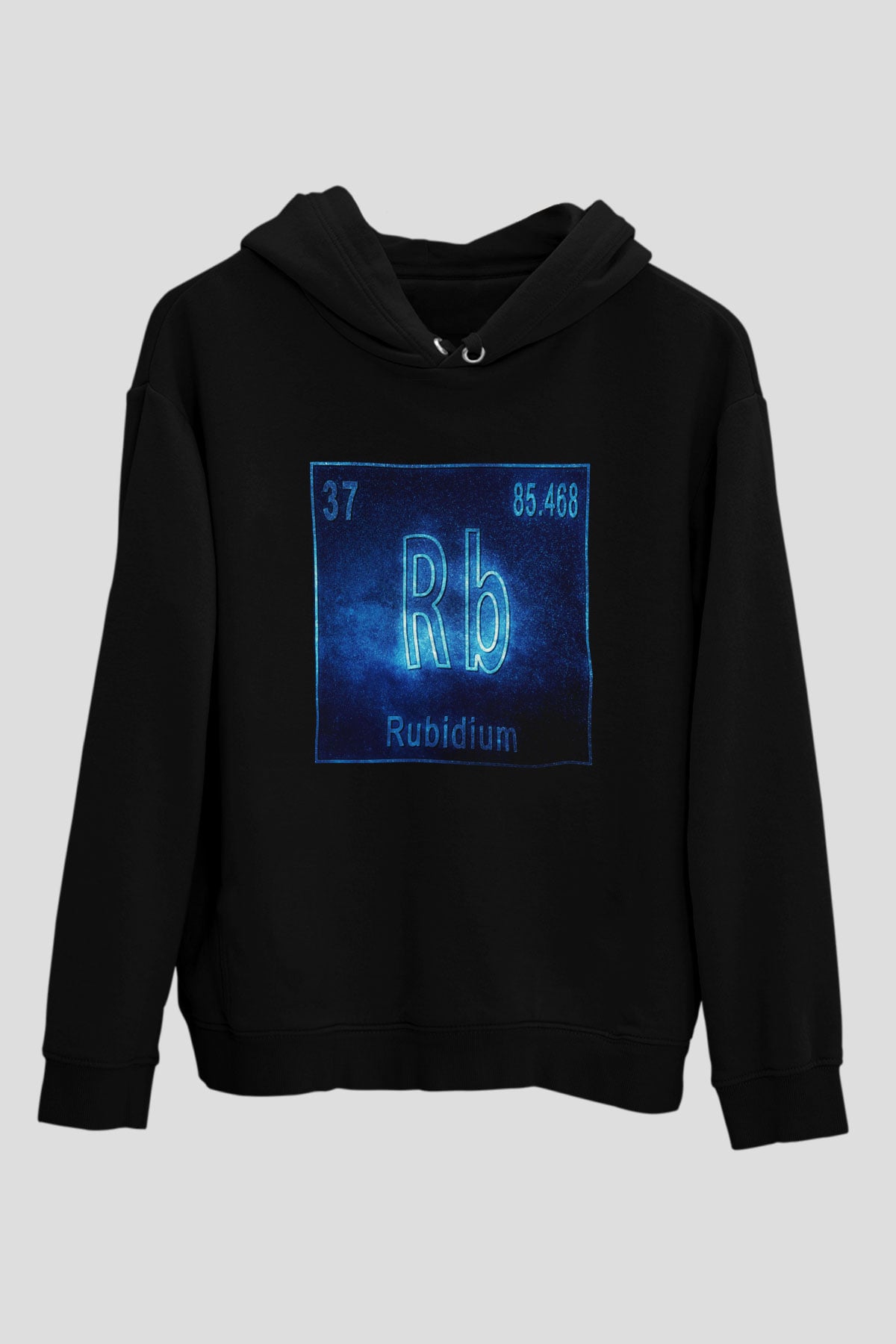 Rubidyum Elementi Baskılı Unisex Siyah Hoodie