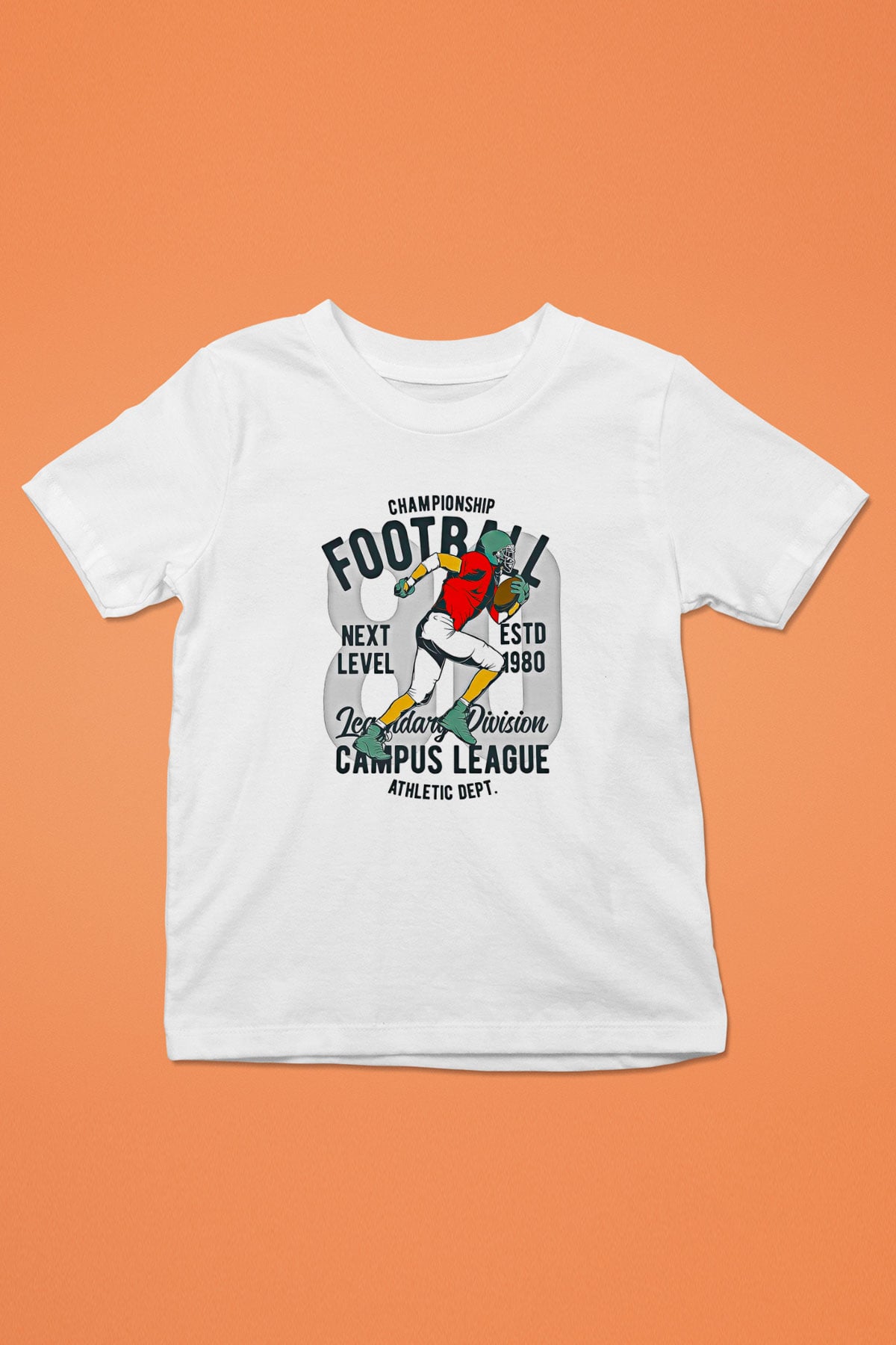 Rugby Baskılı Unisex Beyaz Çocuk Tişört - Tshirt