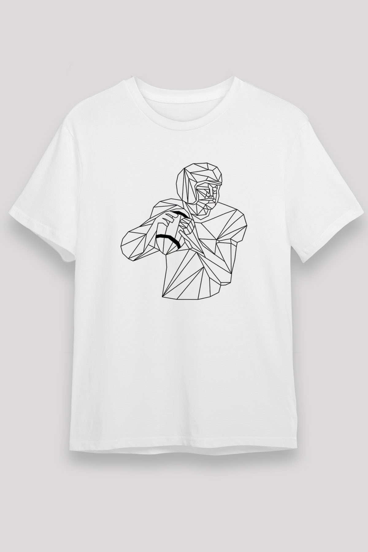 Rugby Baskılı Unisex Beyaz Tişört - Tshirt