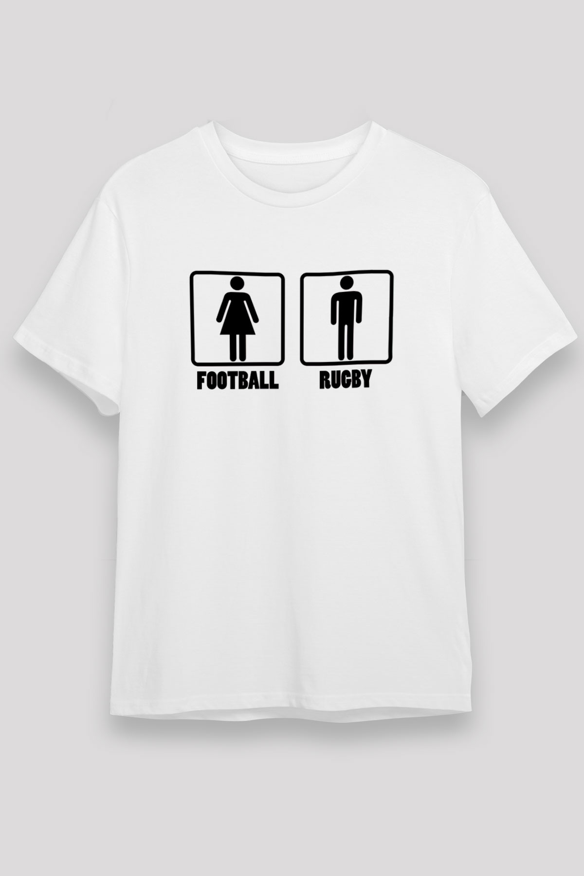 Rugby Baskılı Unisex Beyaz Tişört - Tshirt