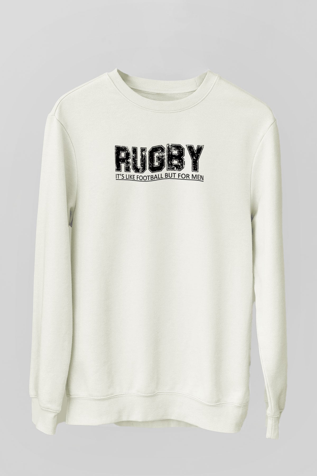 Rugby Baskılı Unisex Ekru Sweatshirt