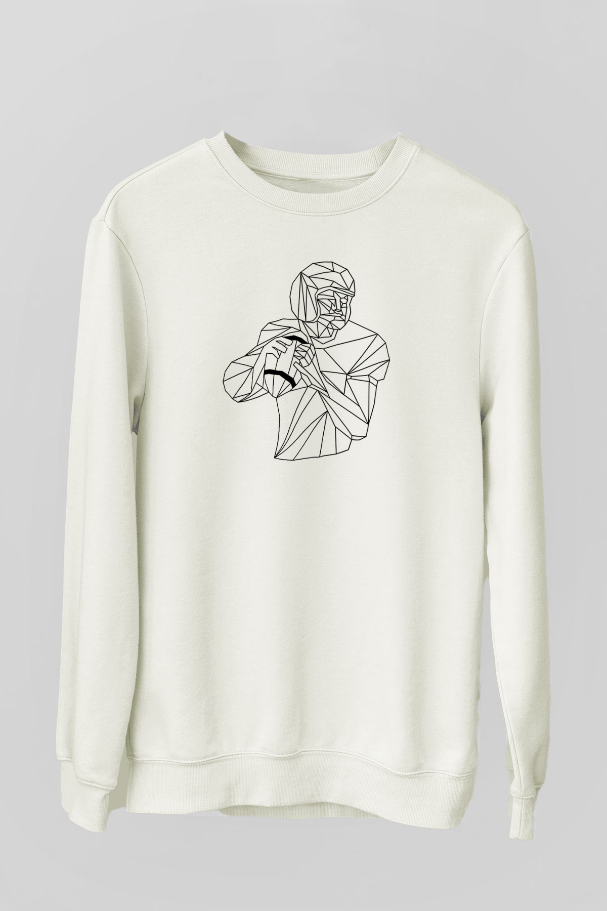 Rugby Baskılı Unisex Ekru Sweatshirt