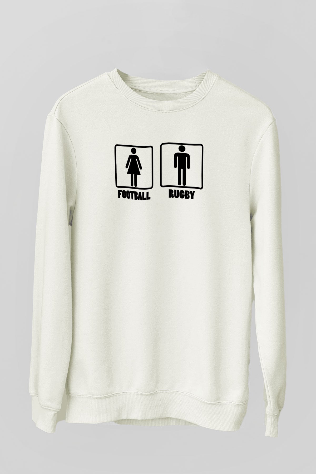 Rugby Baskılı Unisex Ekru Sweatshirt