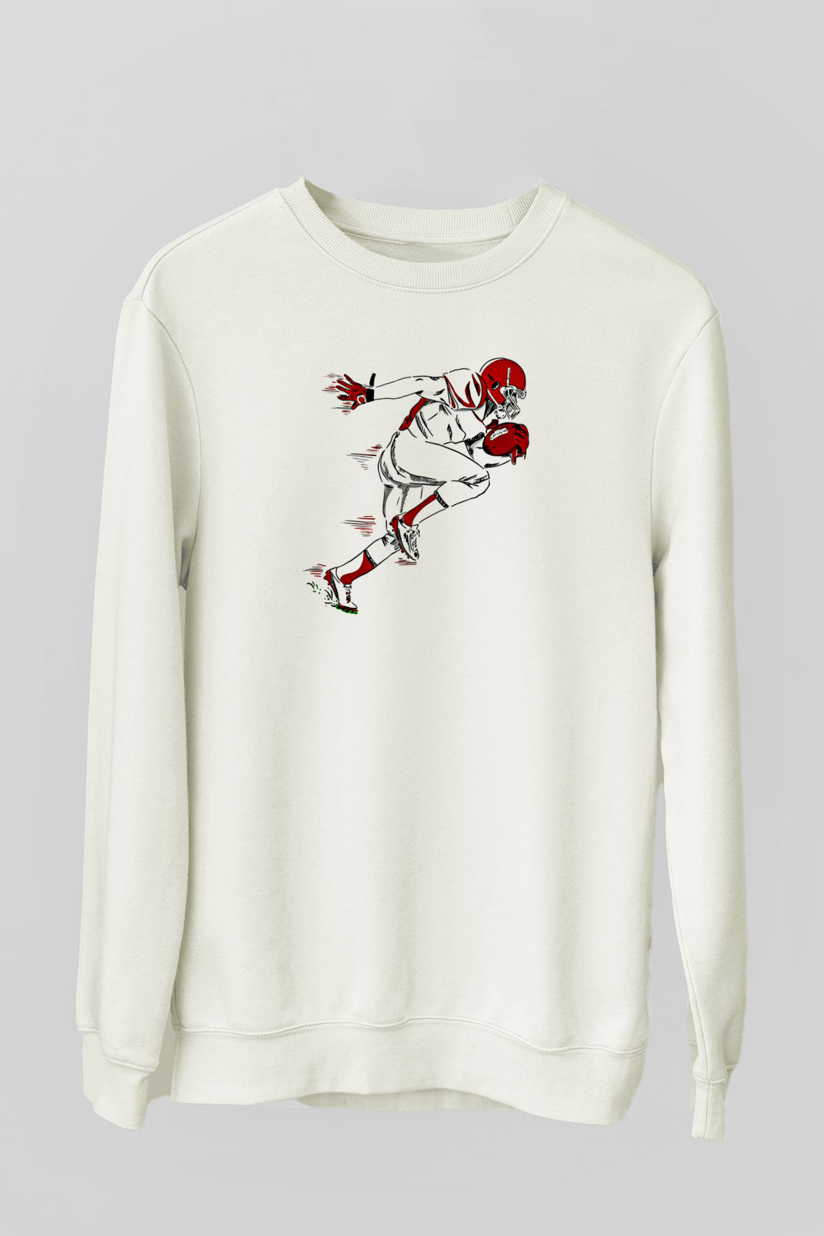 Rugby Baskılı Unisex Ekru Sweatshirt