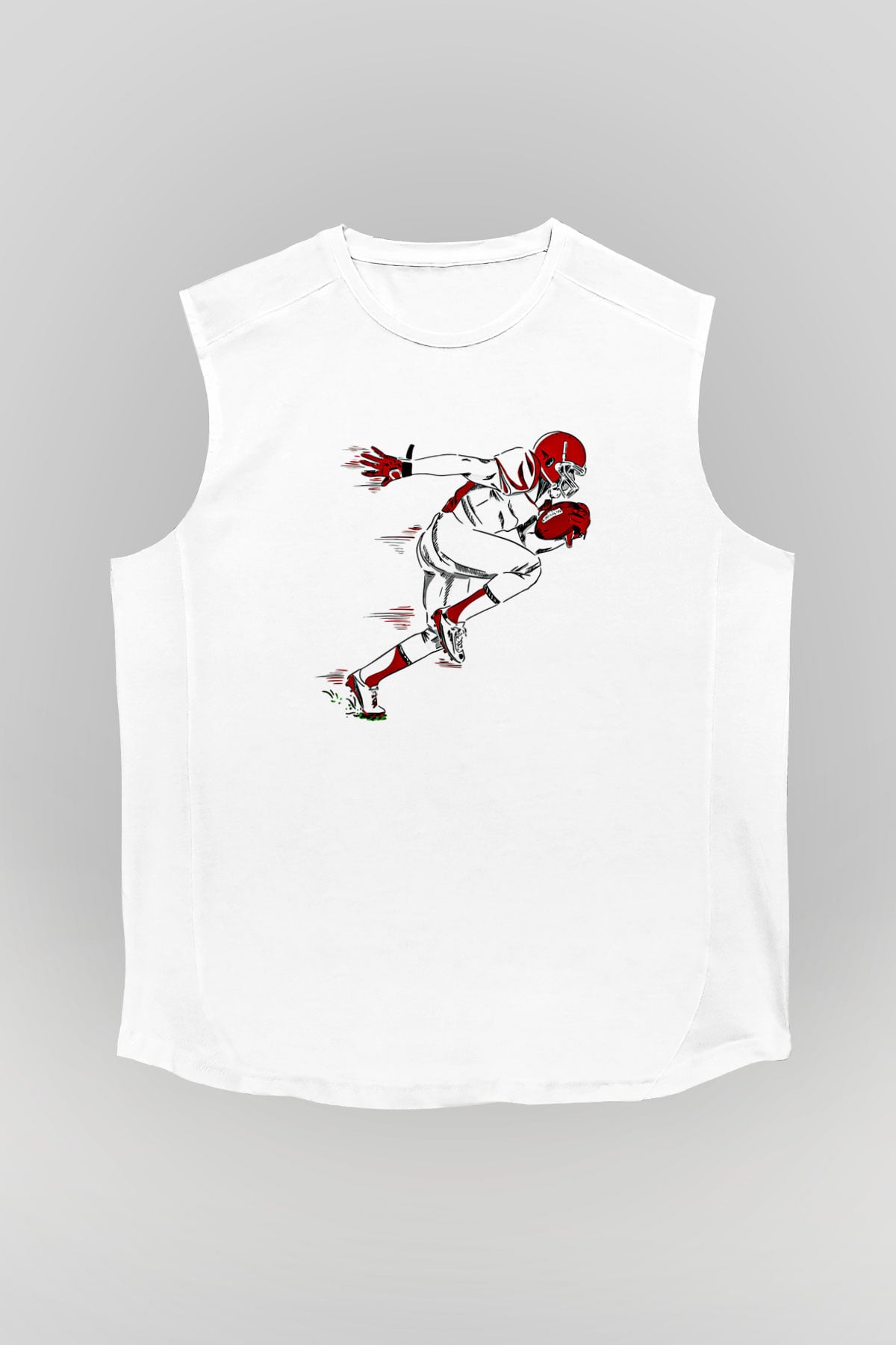 Rugby Baskılı Unisex Kolsuz Beyaz Tişört