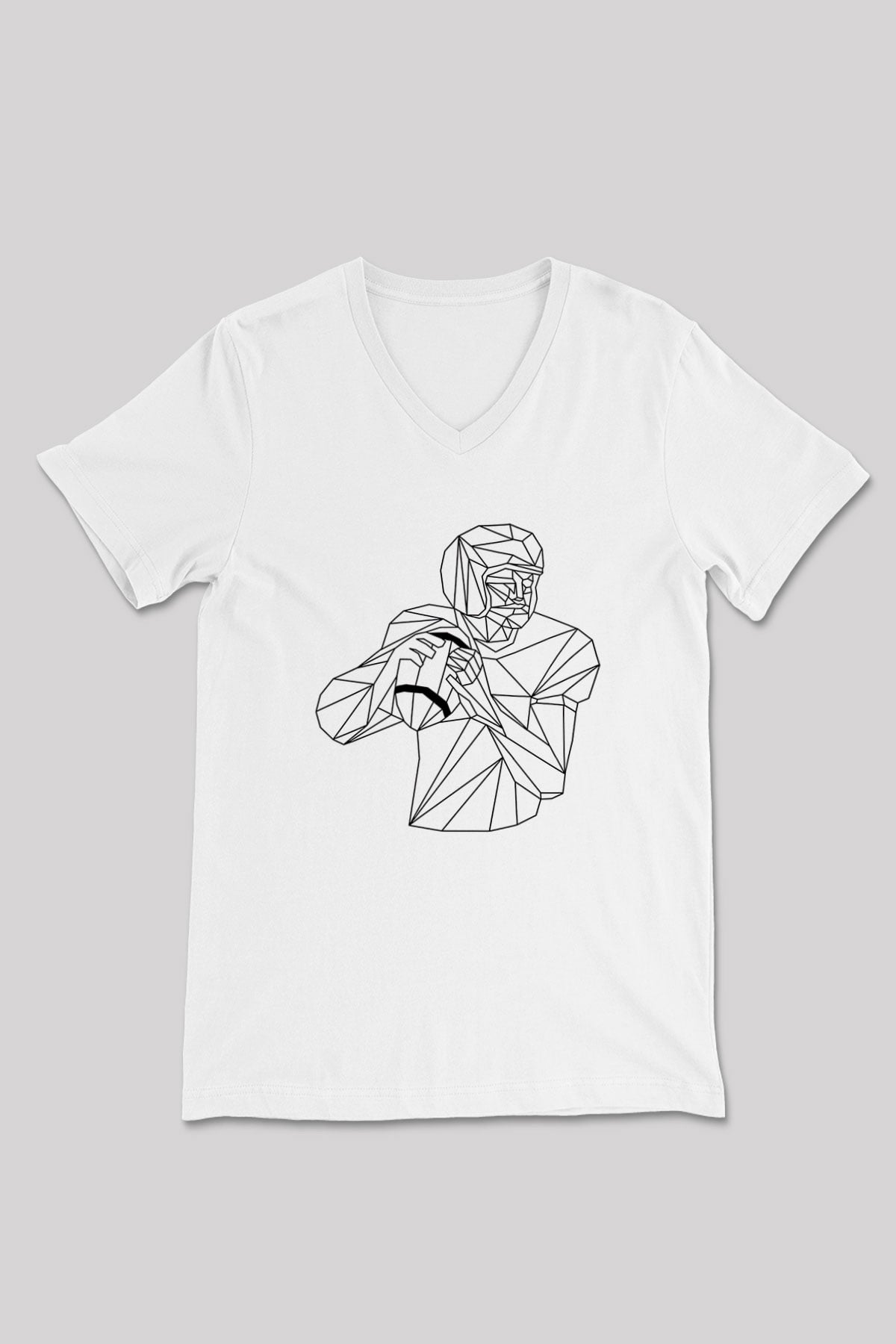 Rugby Baskılı Unisex V Yaka Tişört - Tshirt