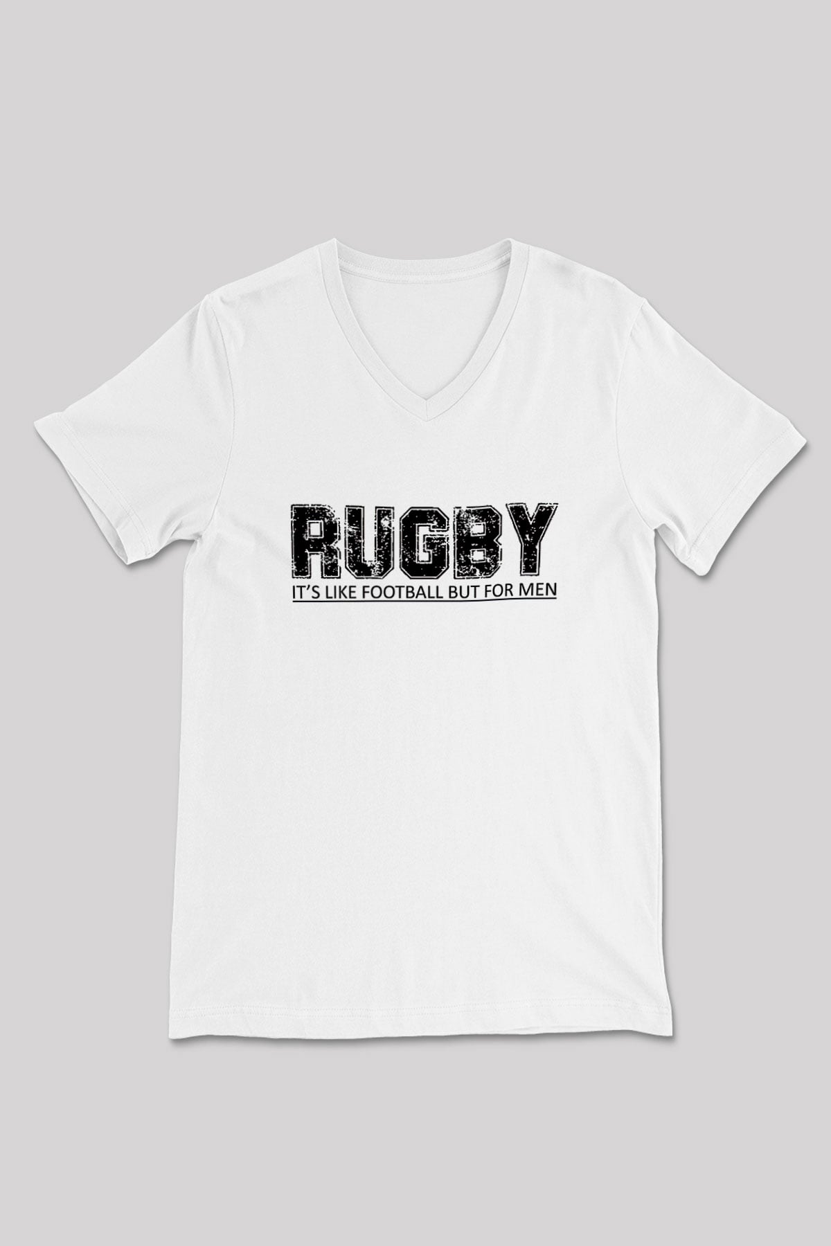 Rugby Baskılı Unisex V Yaka Tişört - Tshirt